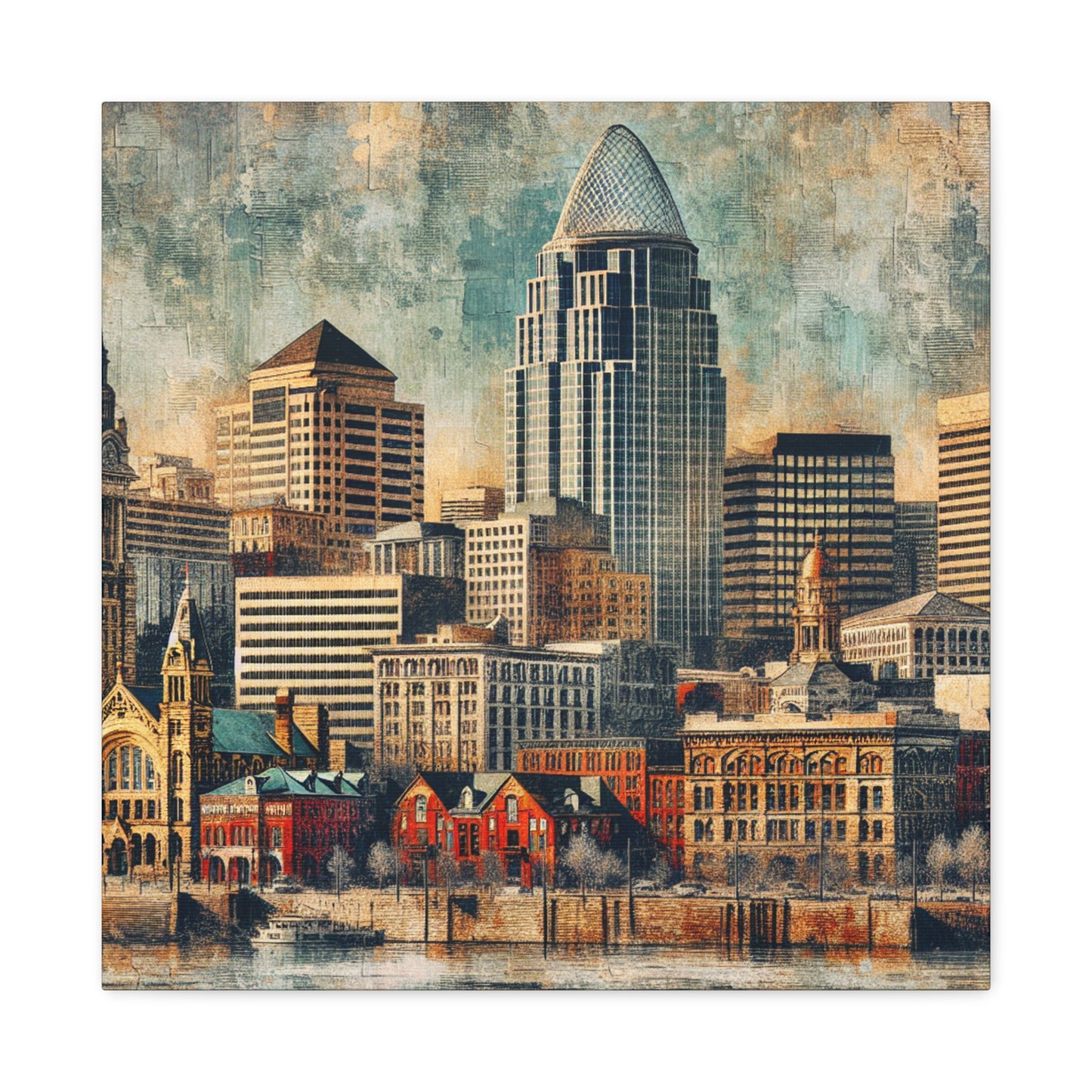 Cincy: Vibrant Urban Mosaic - Canvas