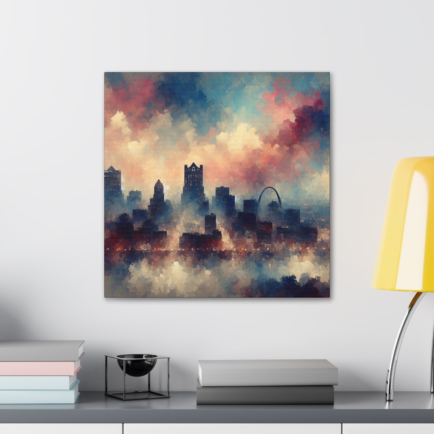 "River's Embracing Urban Rhythm" - Canvas