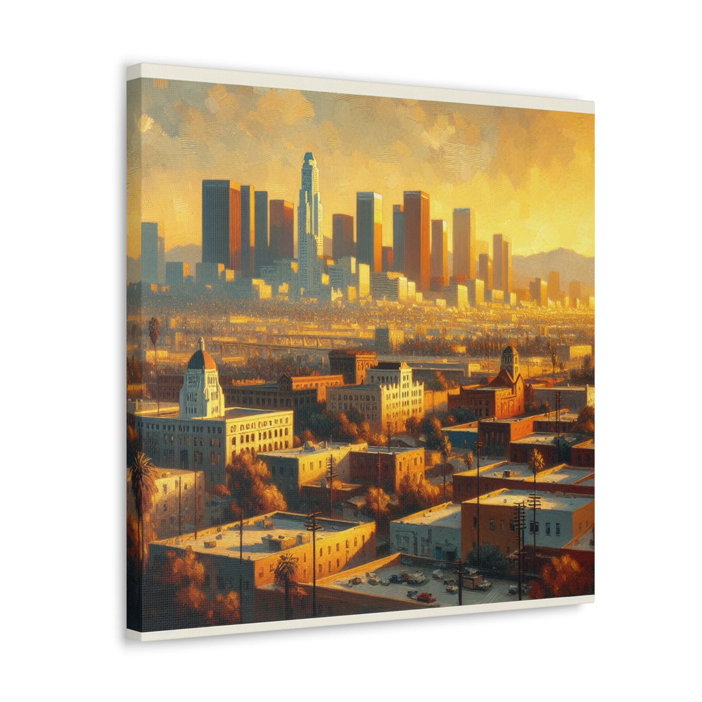 "Golden Eden: Cityscape Reverie" - Canvas