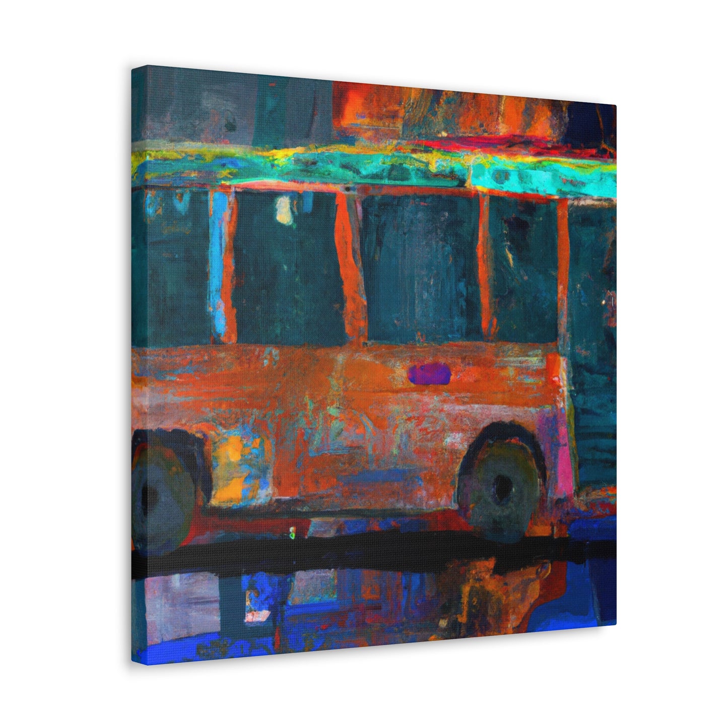 Bus in Blurple Colors - Canvas