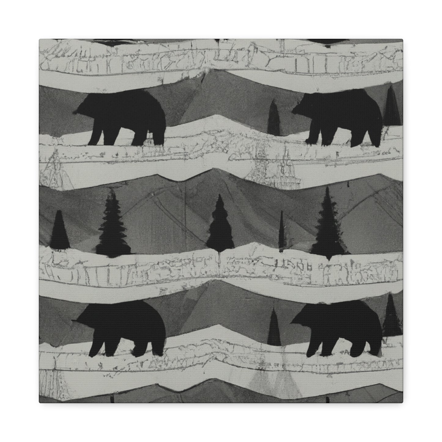 "Black Bear in Deco" - Canvas