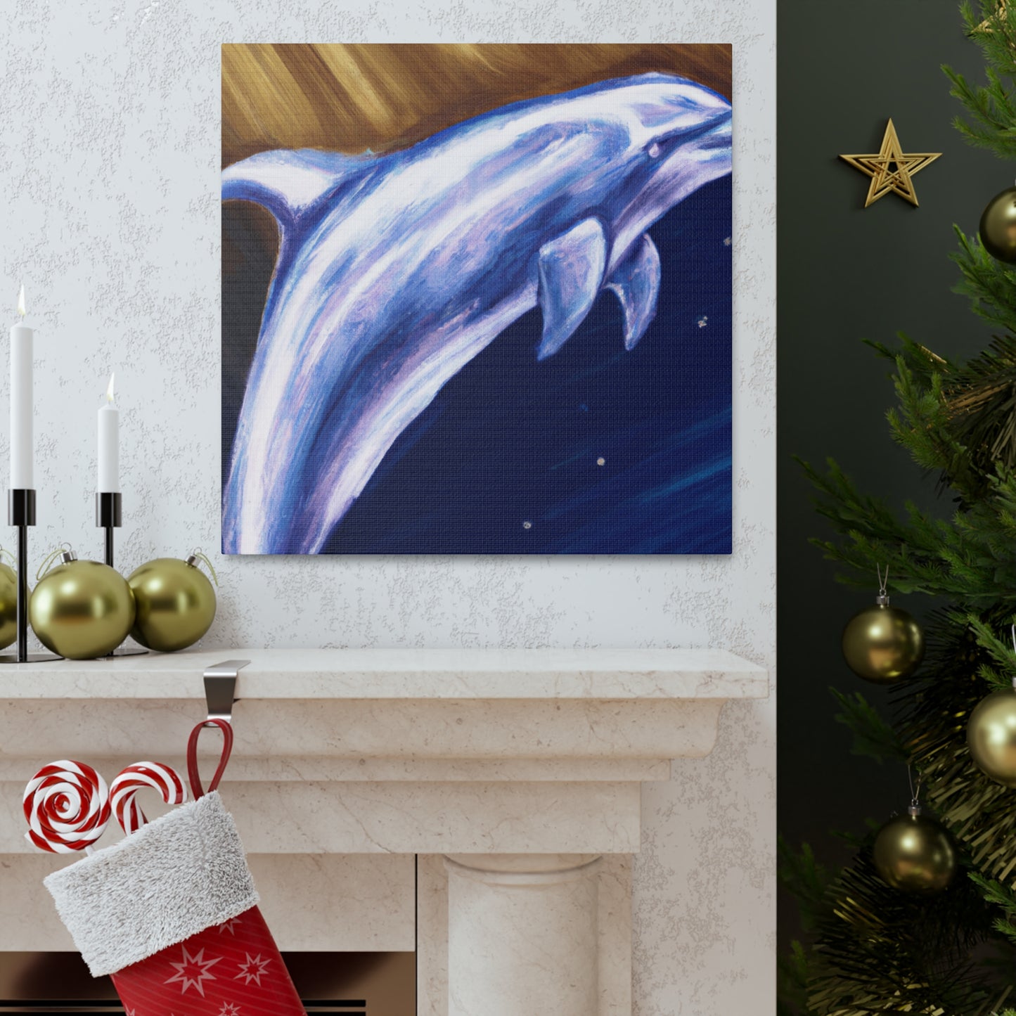 "Dolphin's Joyful Dance" - Canvas