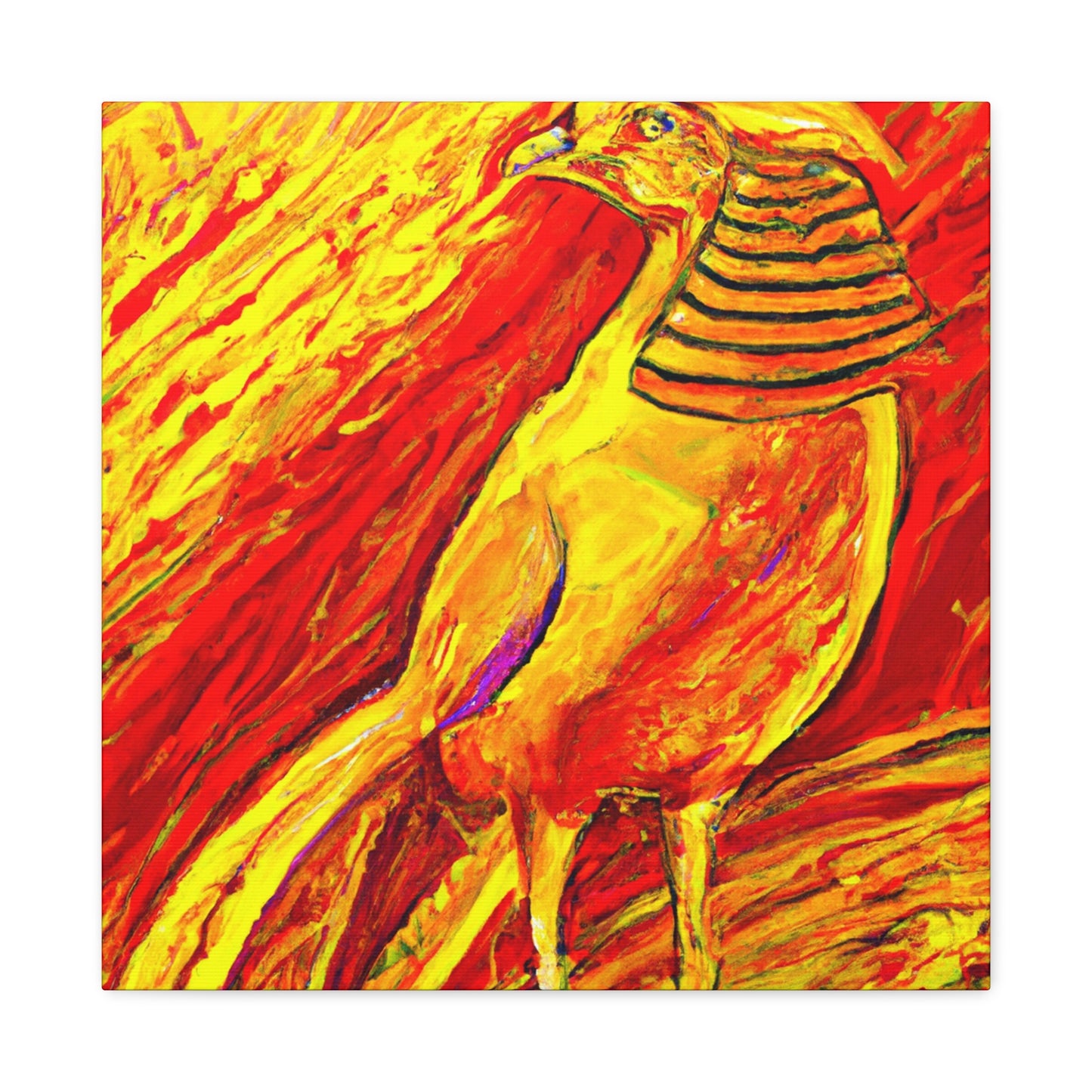 The Golden Pheasant was a popular Art Deco-style design popularized during the 1920s. It is characterized by the use of symmetrical, angular shapes, and sunburst and chevron motifs, often in strong colors - Canvas