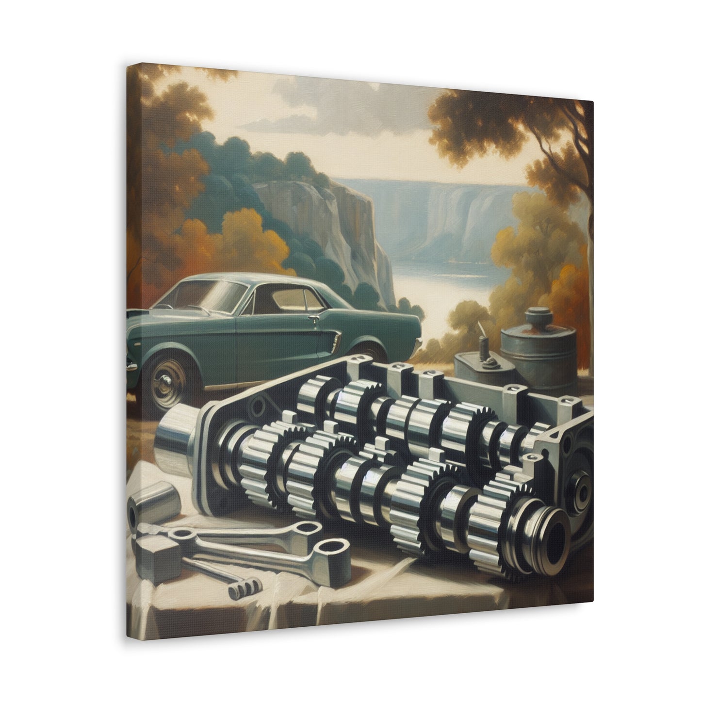 "Mechanical Serenity: Camshaft" - Canvas