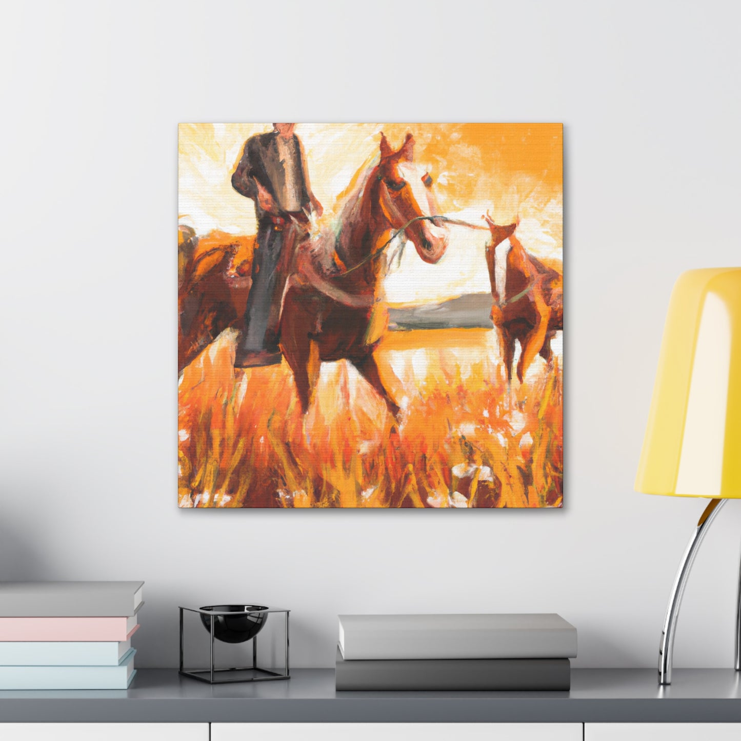 Wild Horses Grazing - Canvas