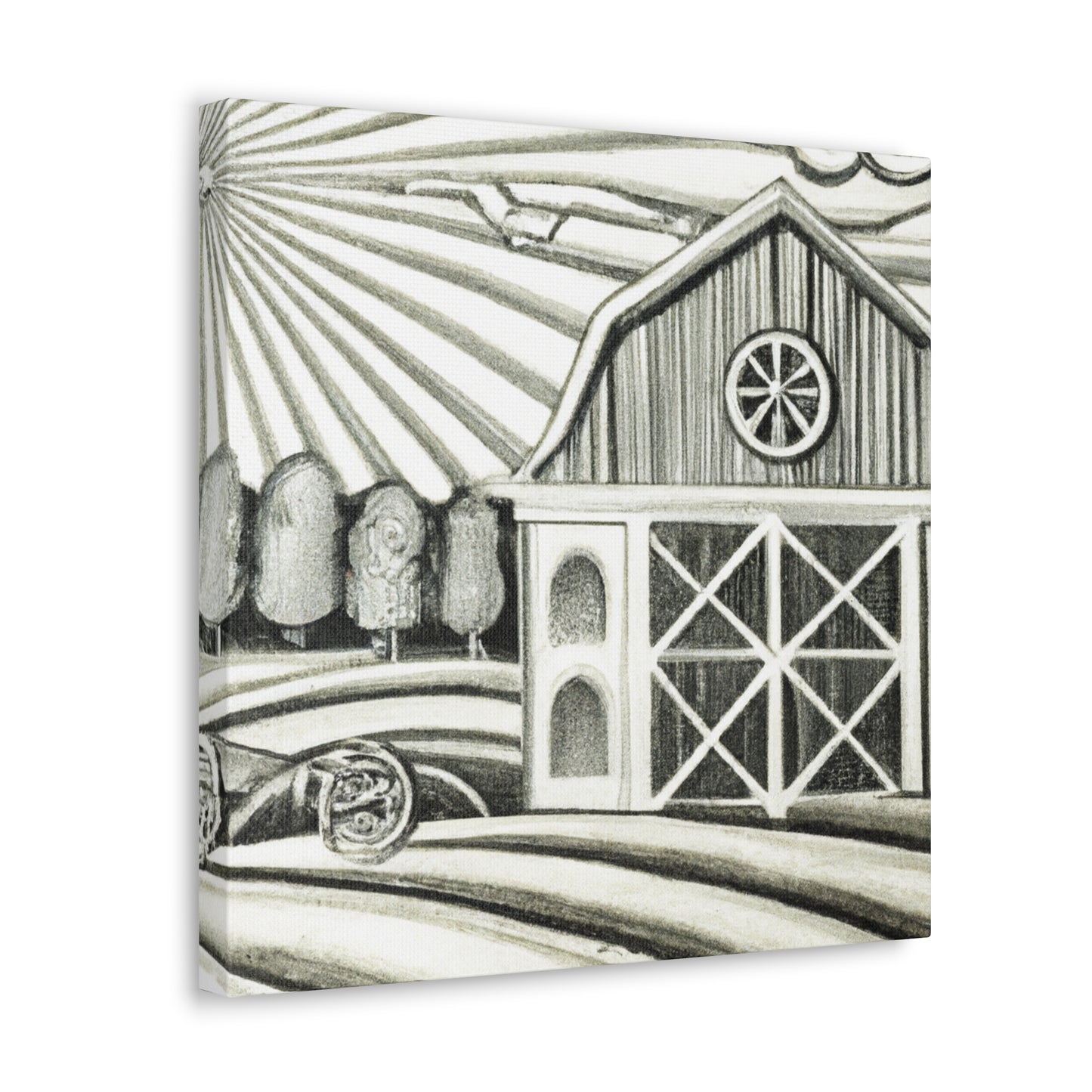 Barn at Sunrise Painting - Canvas