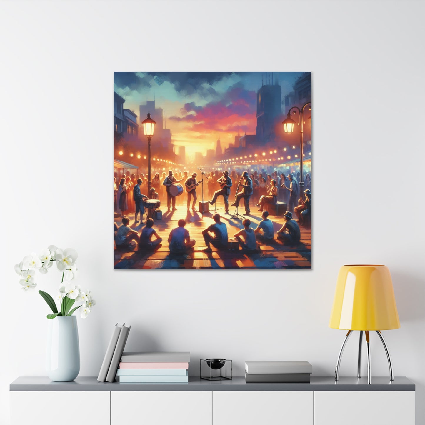 "Buskers' Vibrant Street Showcase" - Canvas