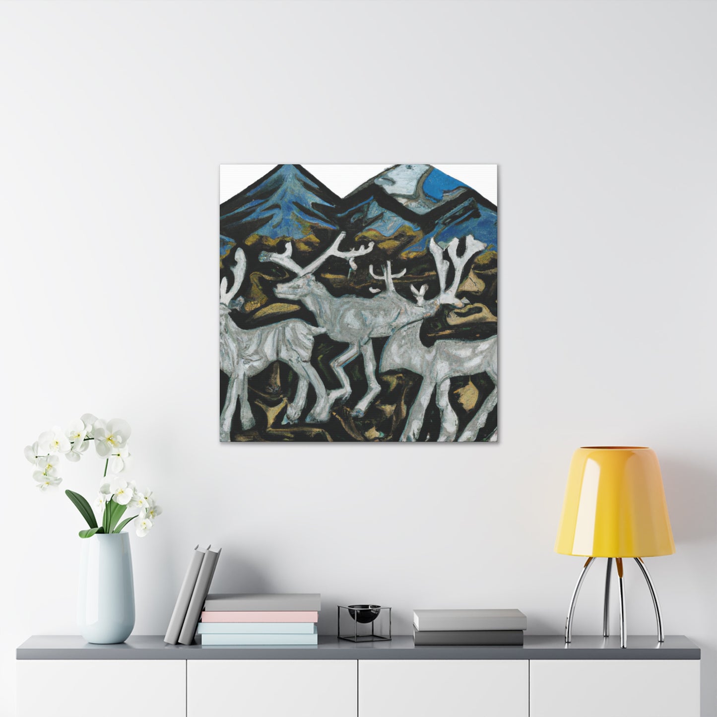 "Deer in Moonlight Scene" - Canvas