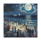 Moonlit Coastal Celebration. - Canvas