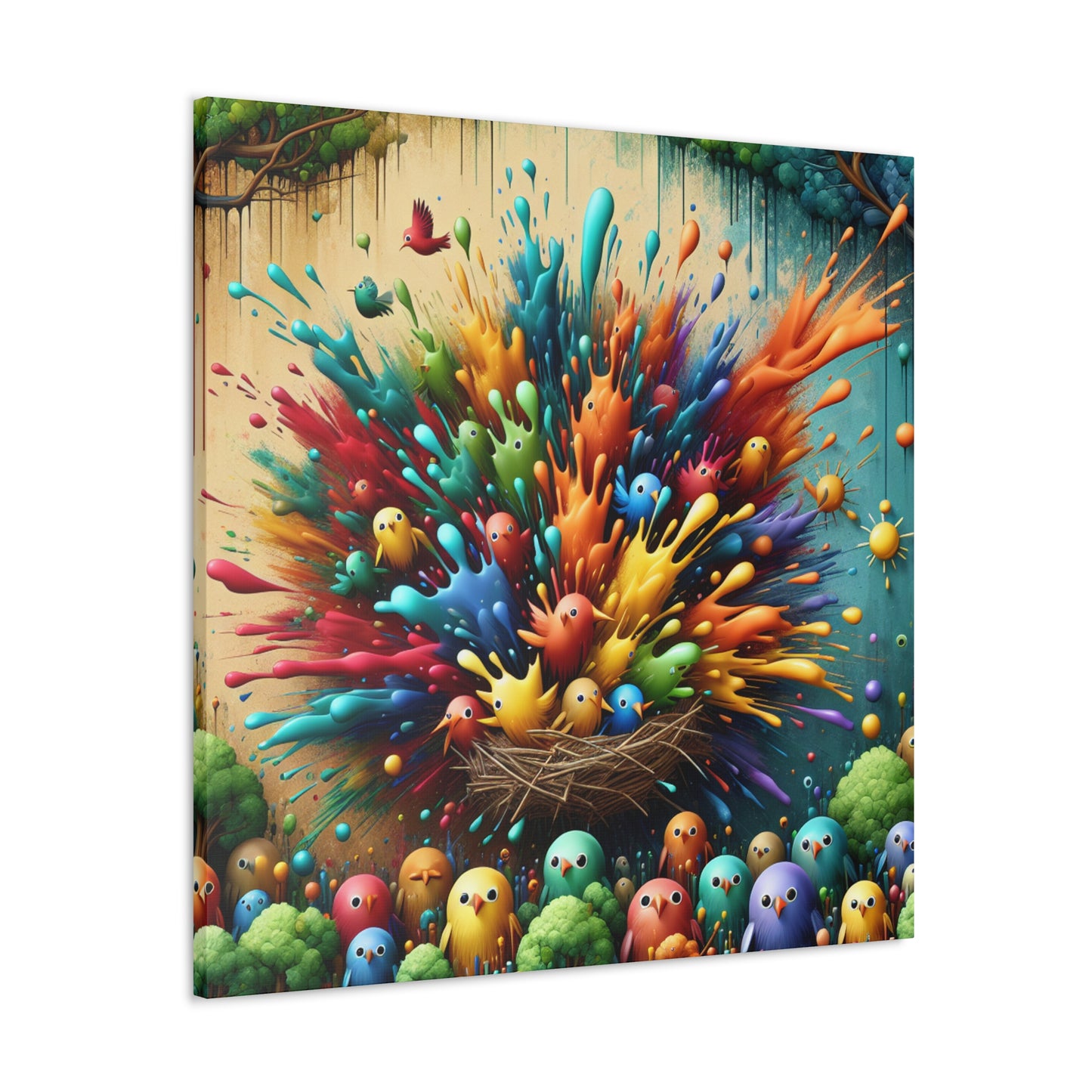 Feathered Fantasia: Avian Harmony - Canvas