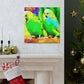 Budgies in Bloom. - Canvas