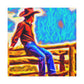 Cowboy on Fencepost - Canvas