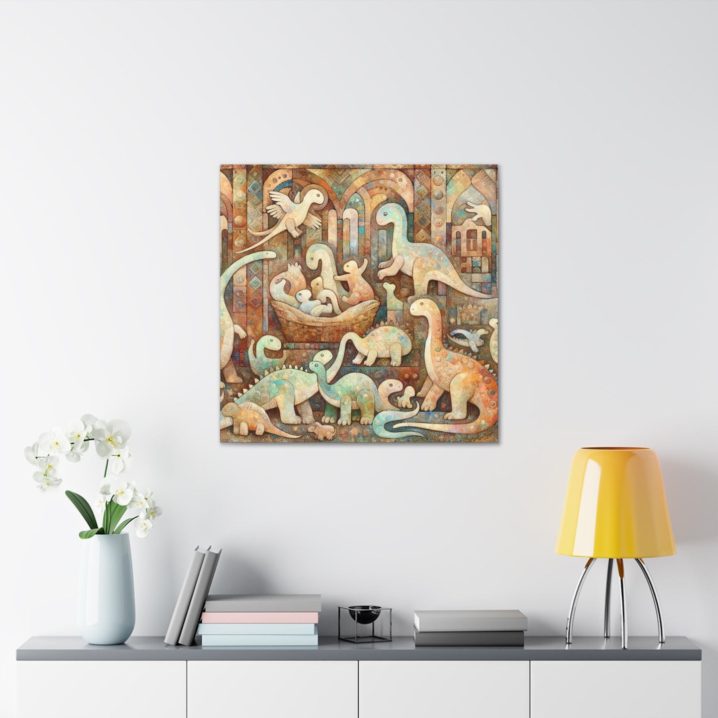 Whimsical Prehistoric Serenity - Canvas