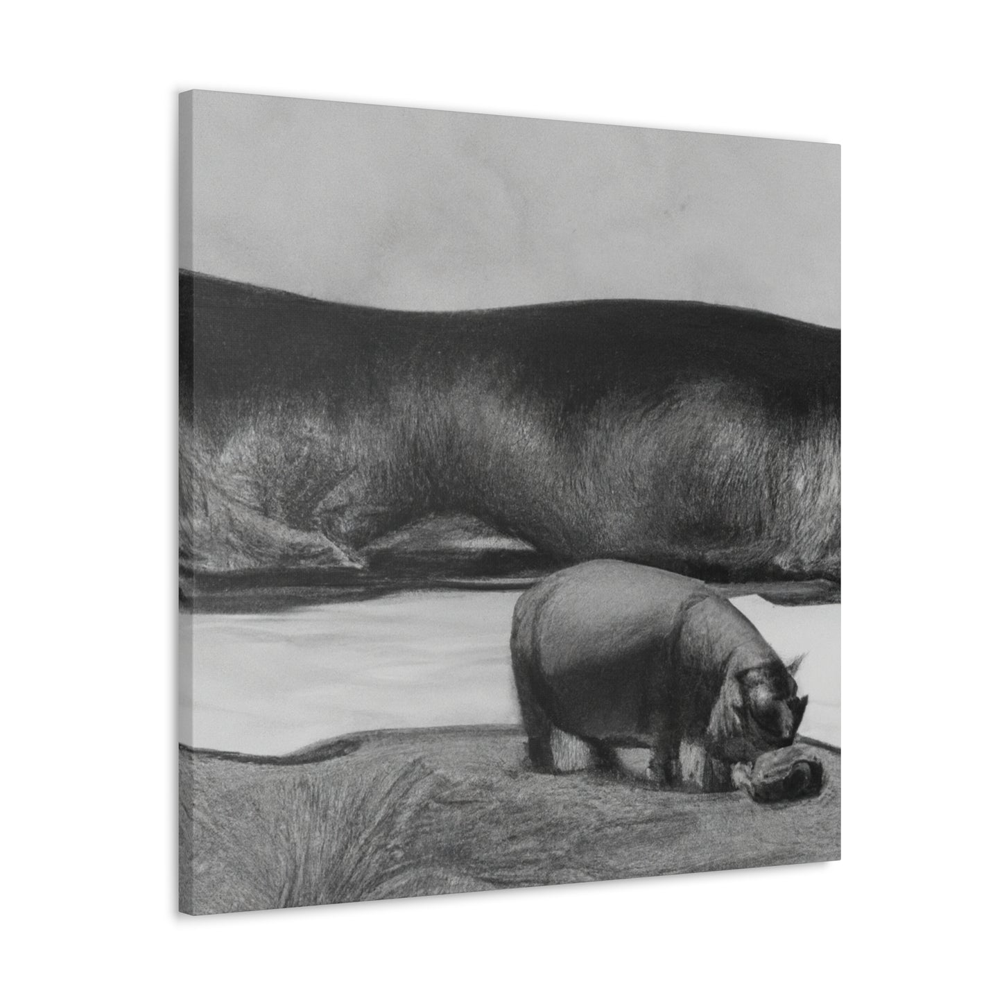 Hippo in the River - Canvas