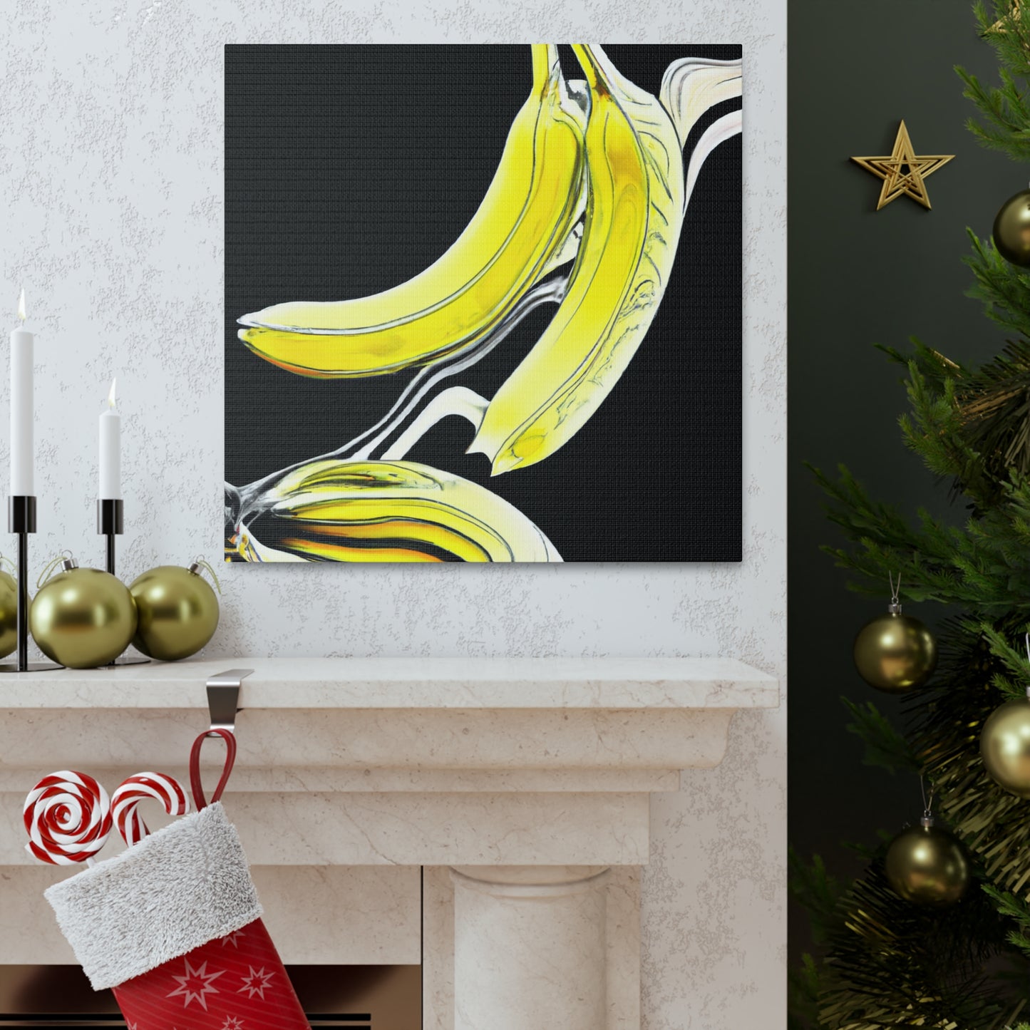 "Banana Splatter Abstract" - Canvas