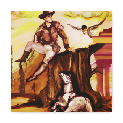 Cowboy On Fence Farm - Canvas