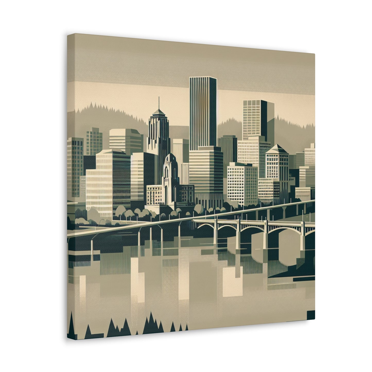 "Cityscape Serenade: 1920s Portland" - Canvas