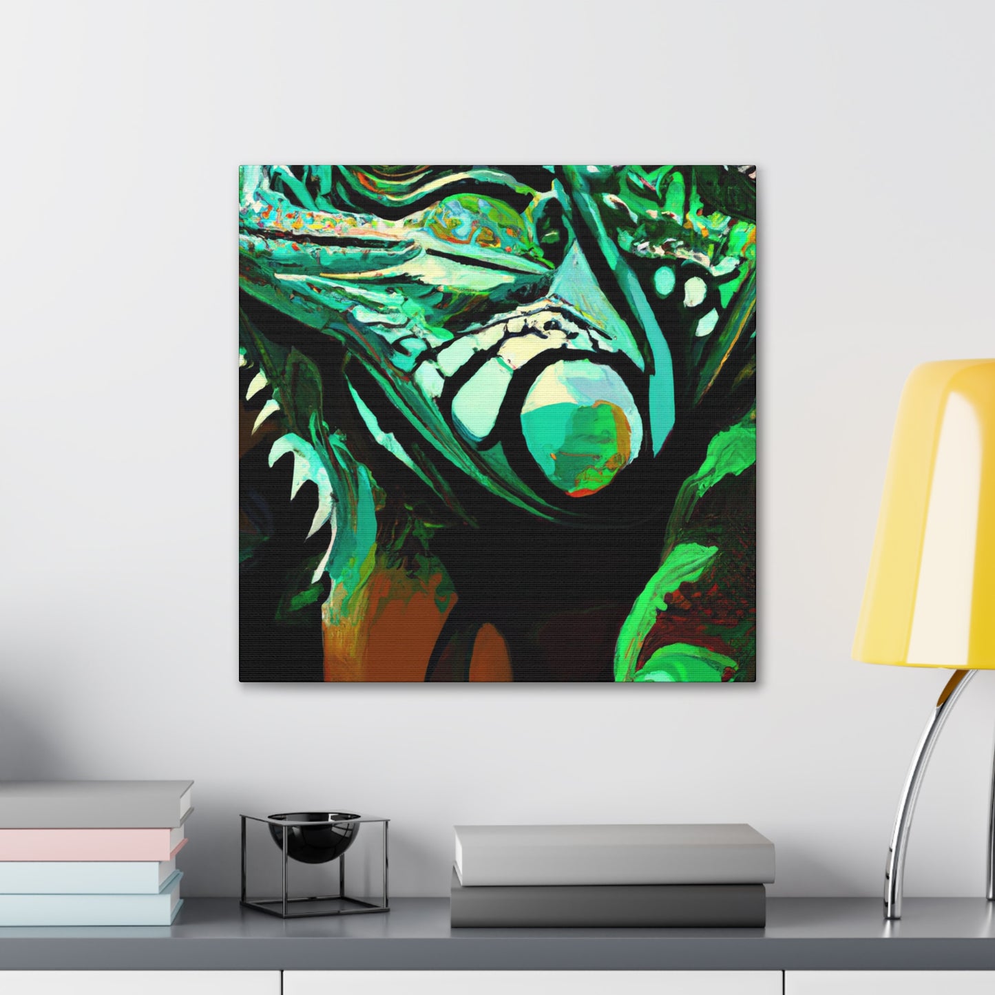 Iguana's Art Deco Pose - Canvas