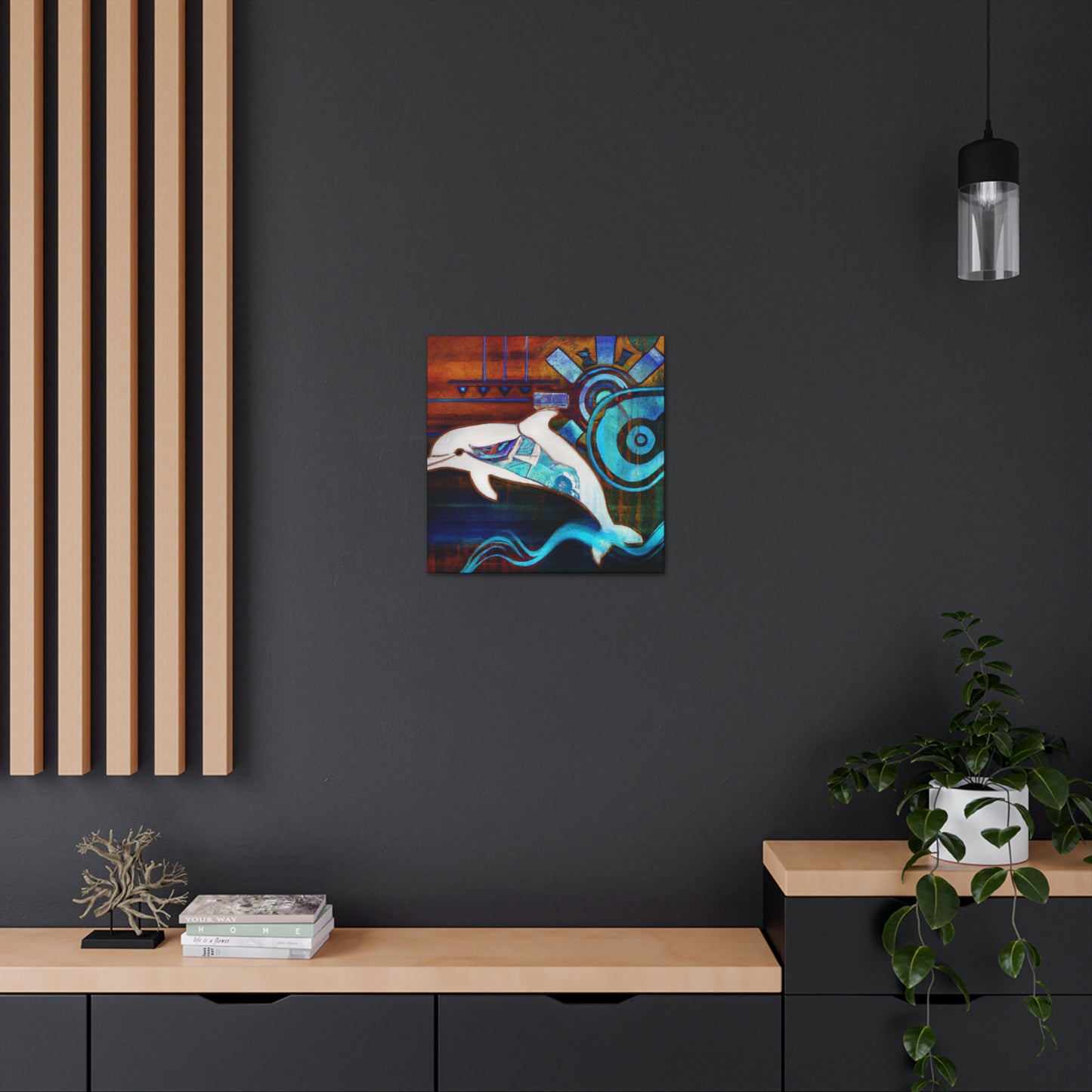 "Dolphins in Wild Waves" - Canvas