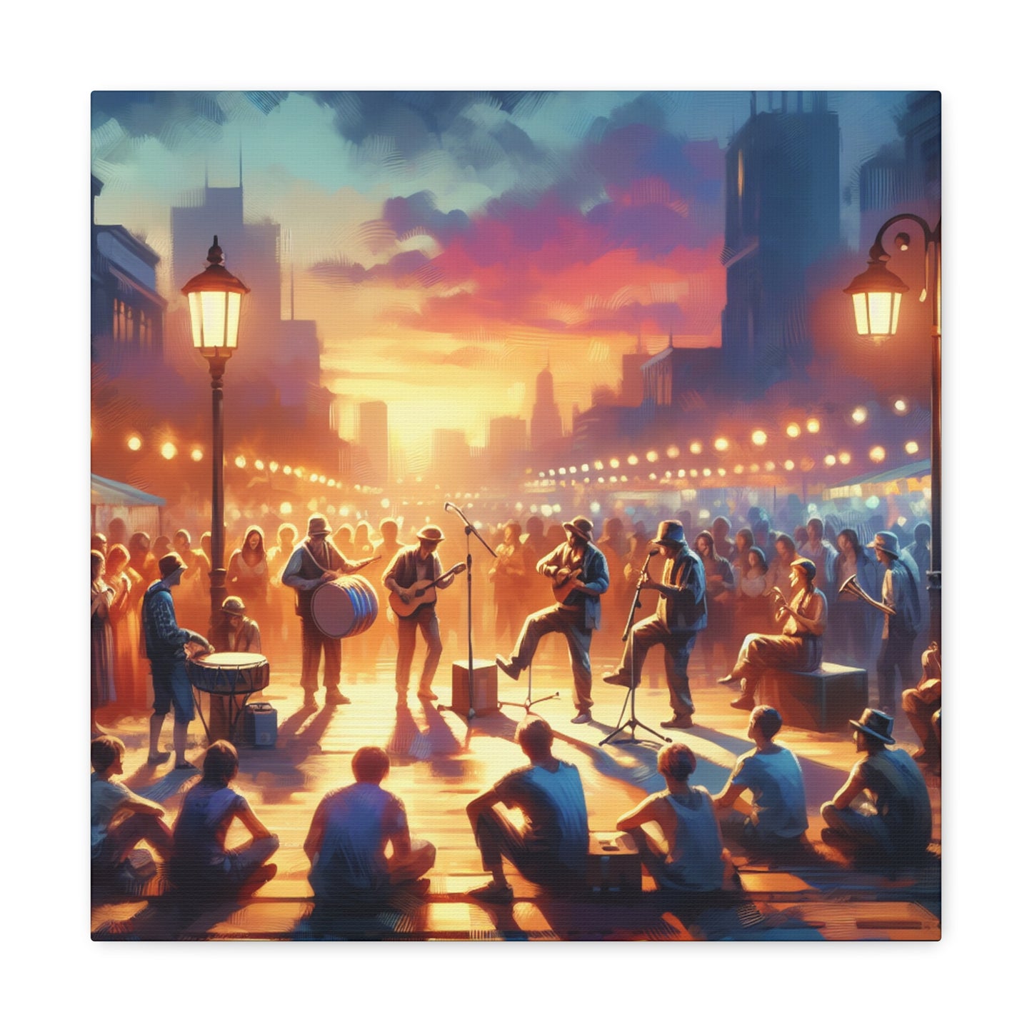 "Buskers' Vibrant Street Showcase" - Canvas