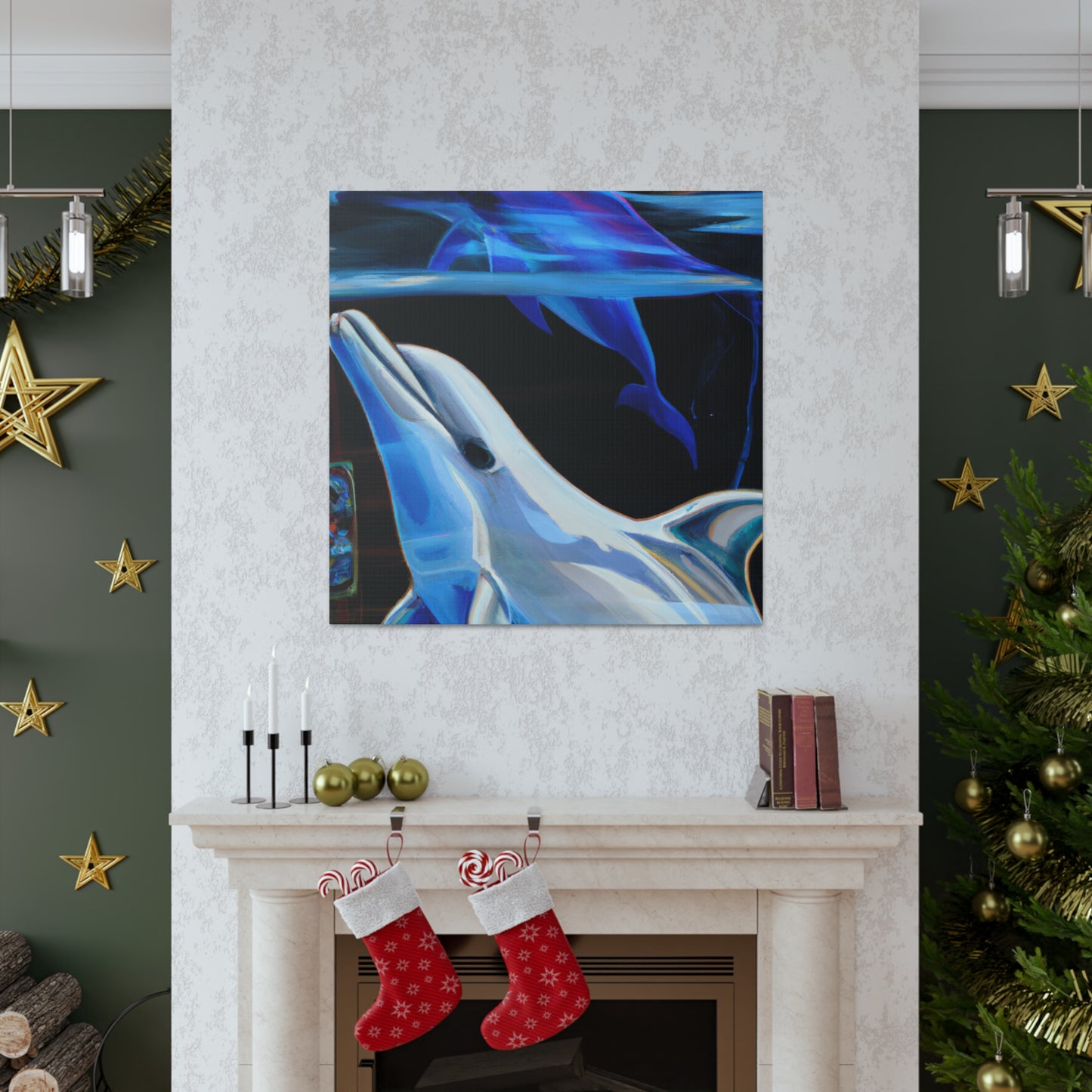 "Dolphin's Midnight Swim" - Canvas