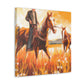 Wild Horses Grazing - Canvas