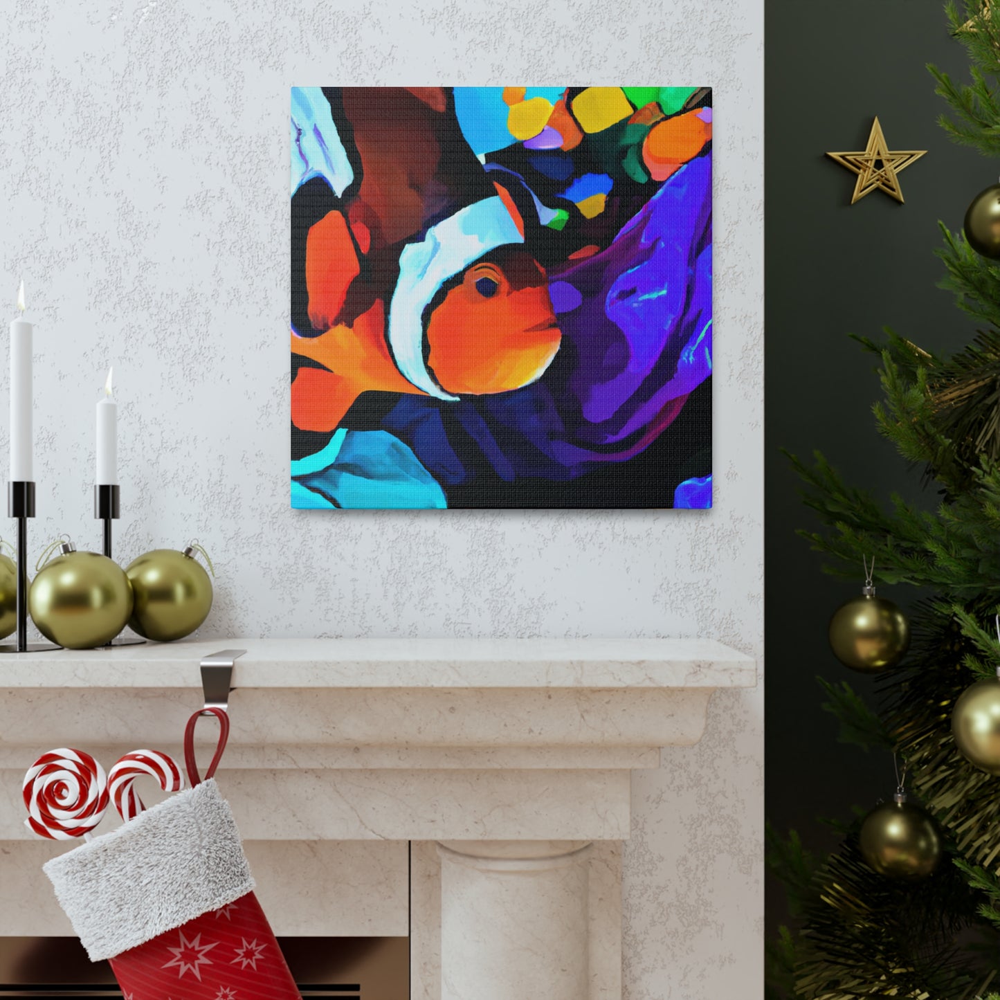 "Clownfish Swimming Gaily" - Canvas