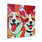 Corgis in Flowers Bloom - Canvas