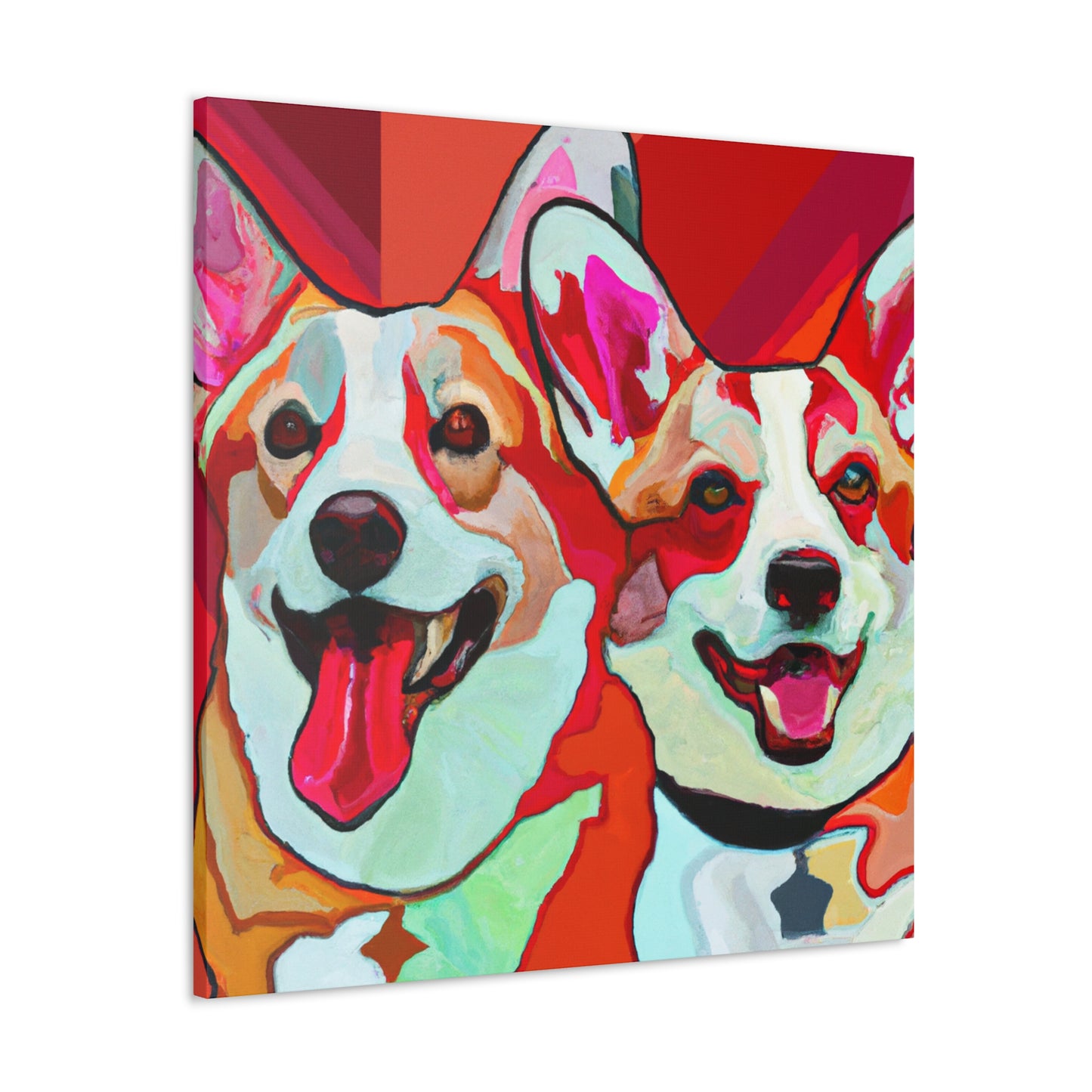 Corgis in Flowers Bloom - Canvas