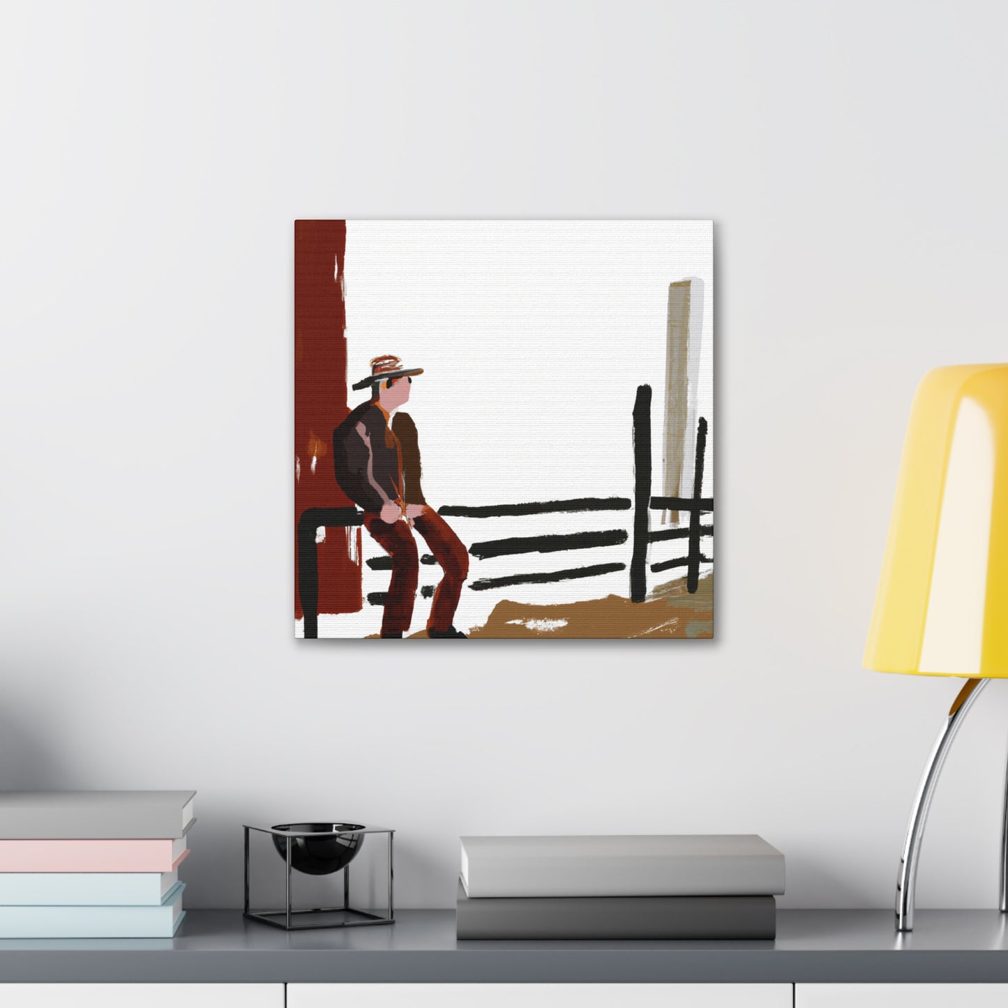 Cowboy on the Fence - Canvas