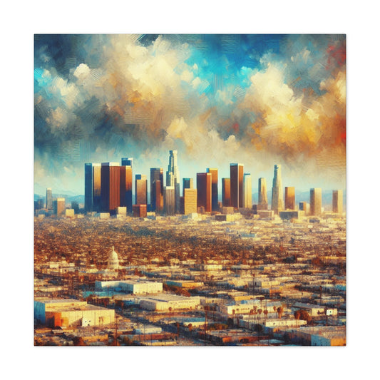 "Cityscape Reflections Transcendent Glow" - Canvas