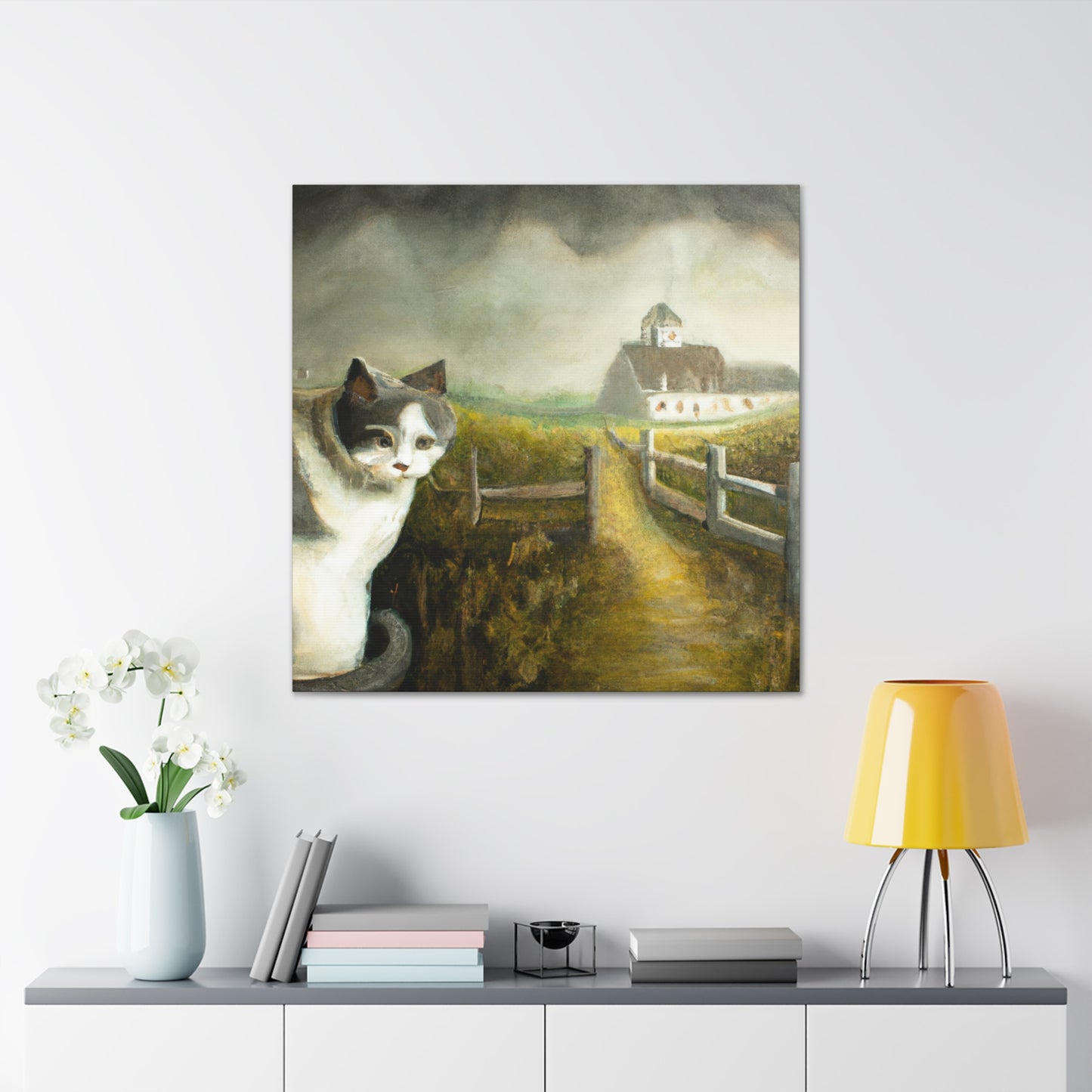 Sleeping Barn Cat Dreaming - Canvas