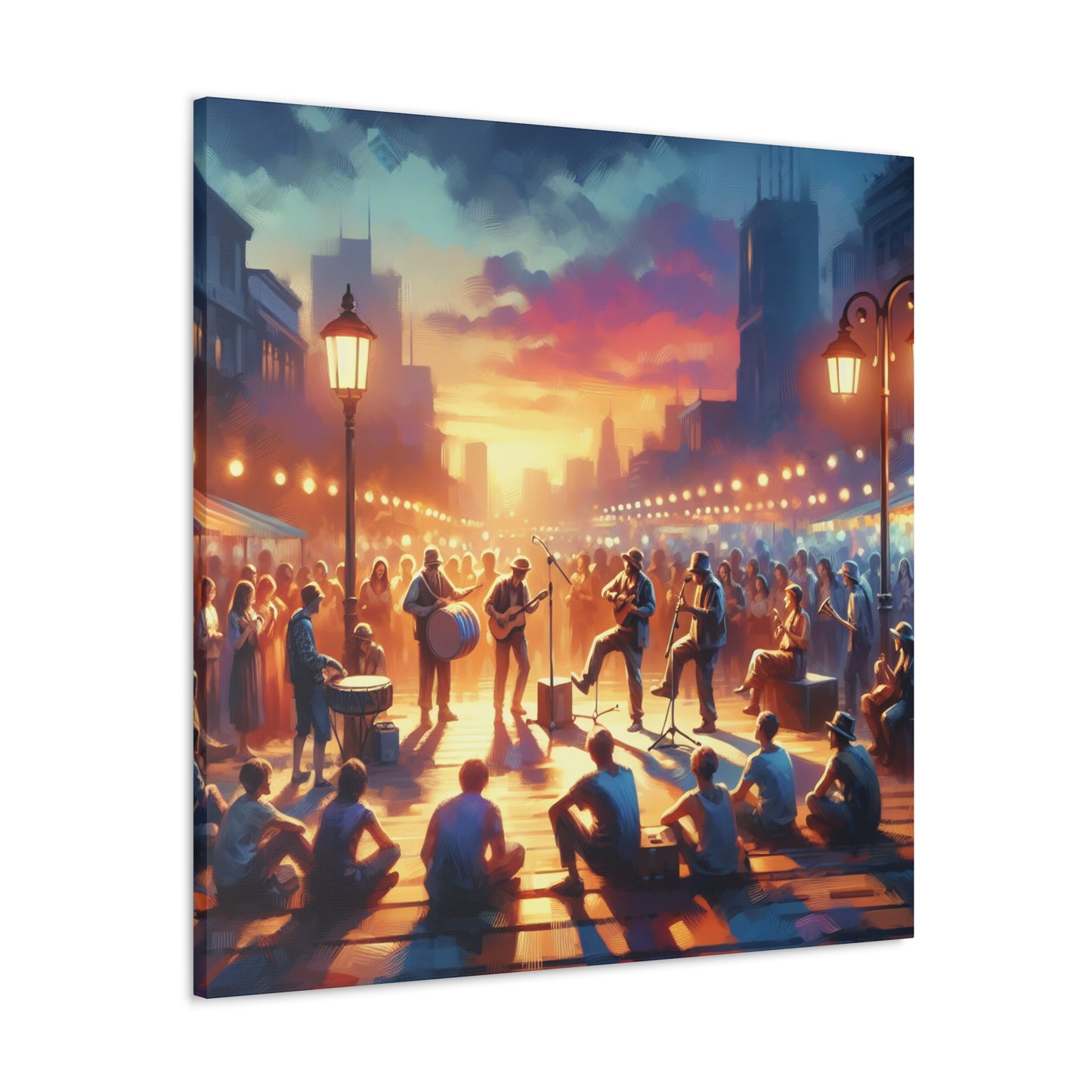 "Buskers' Vibrant Street Showcase" - Canvas