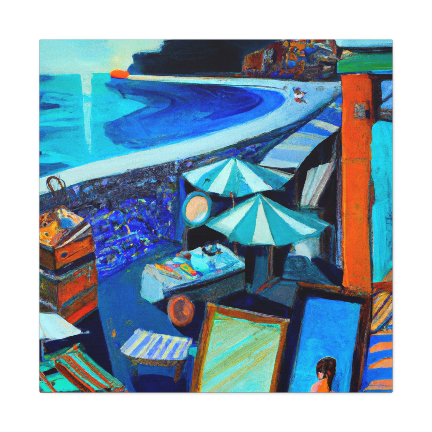 "Shops on Coastal Shores" - Canvas