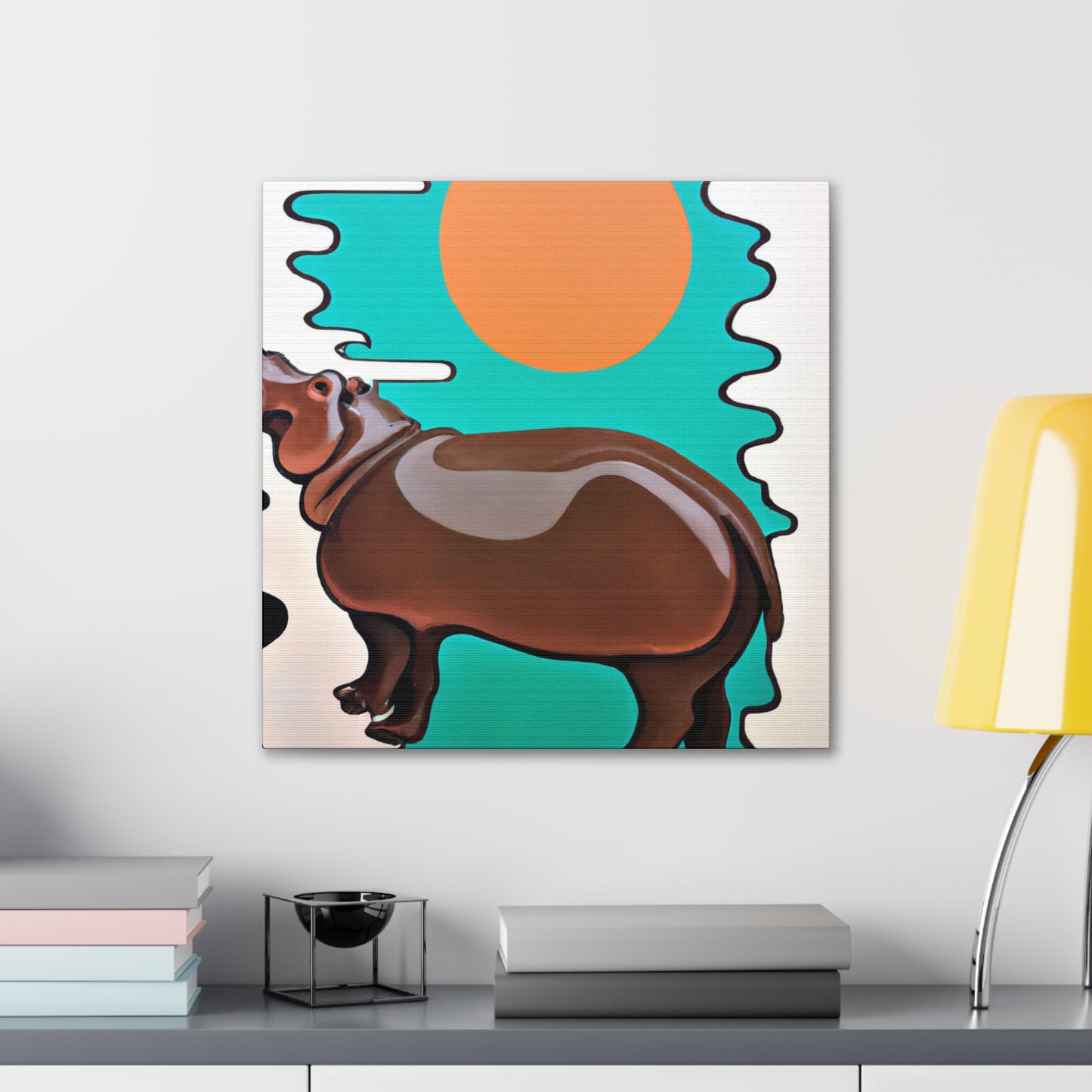 Swimming Hippo Dreams - Canvas