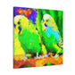 Budgies in Bloom. - Canvas