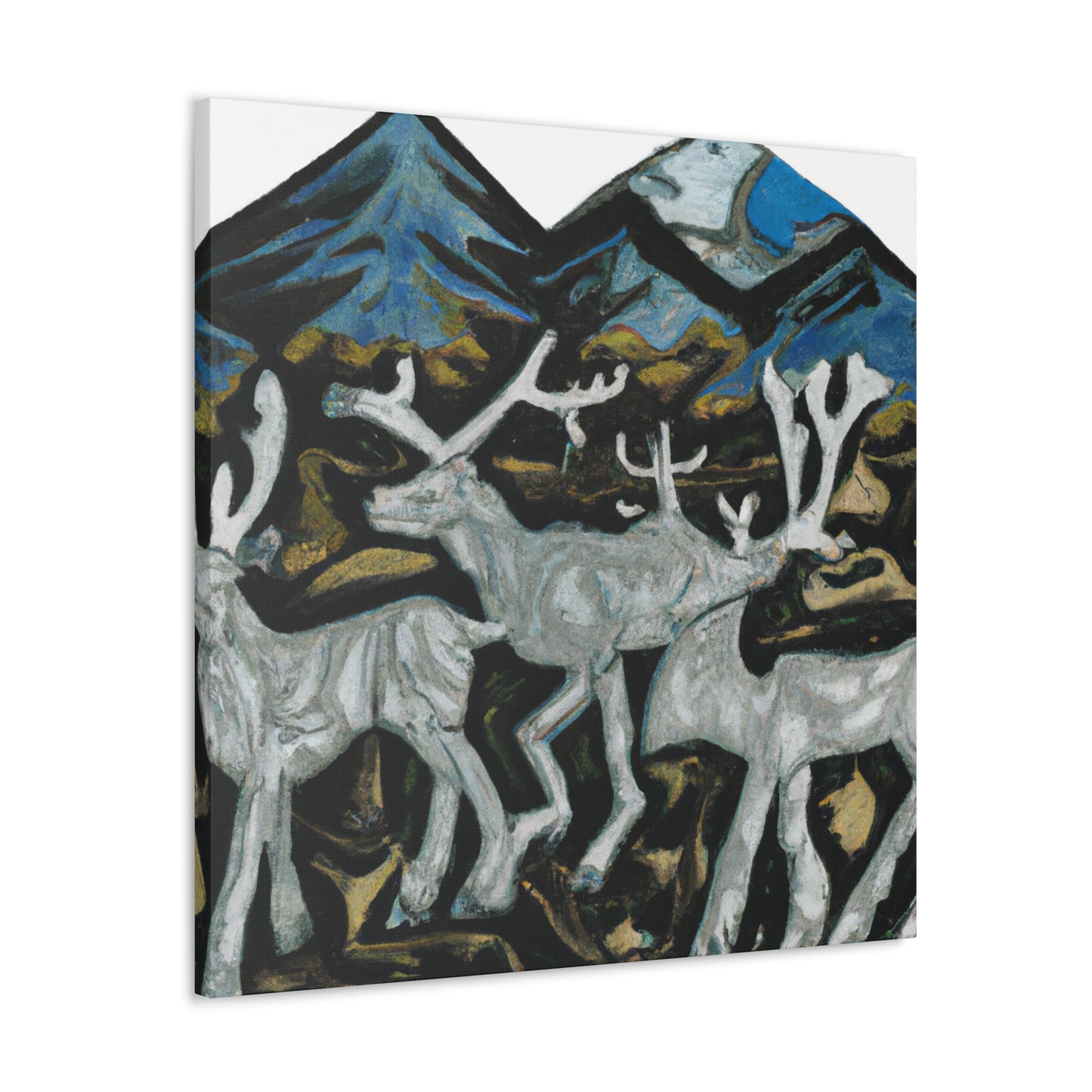 "Deer in Moonlight Scene" - Canvas