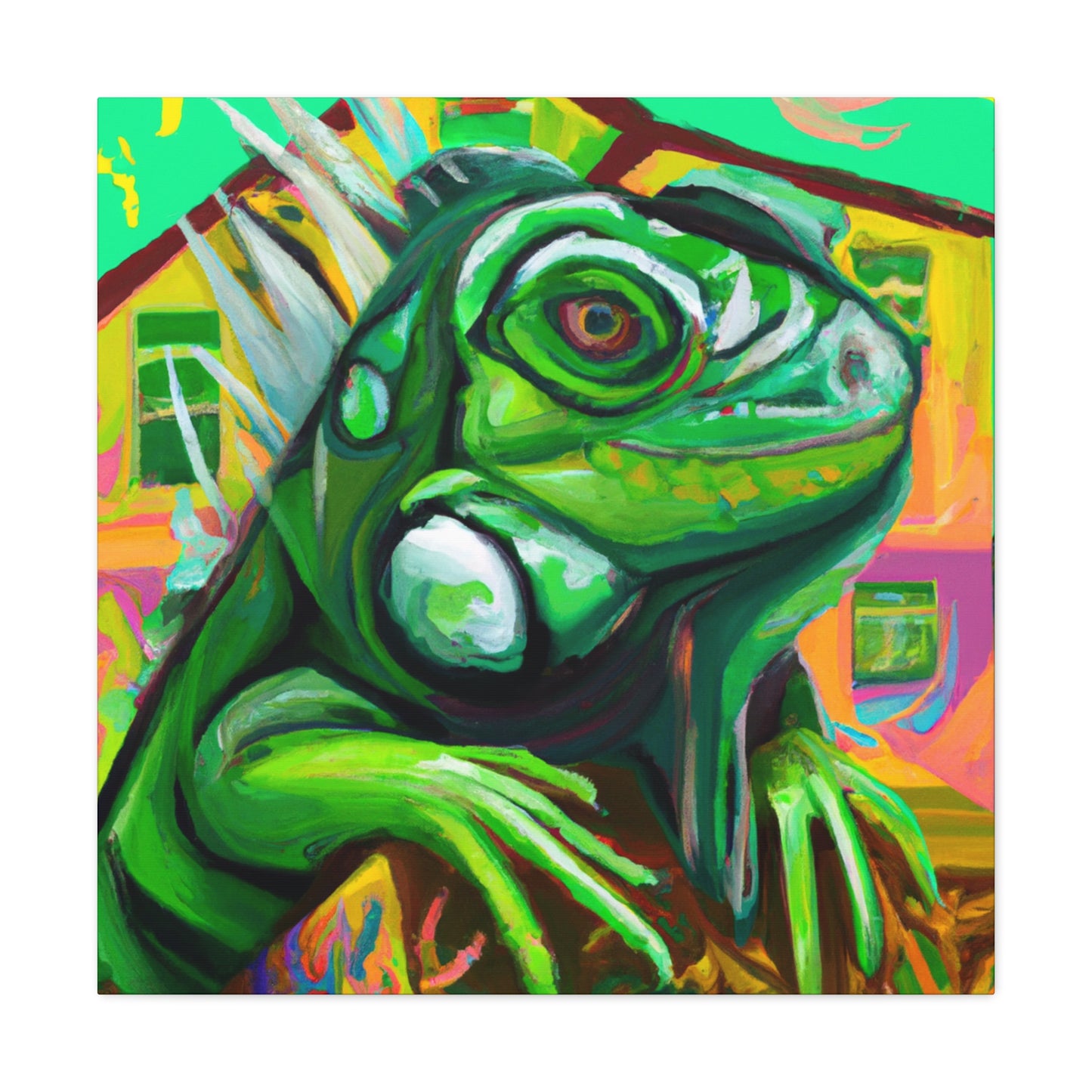 Iguana in Green Hues - Canvas