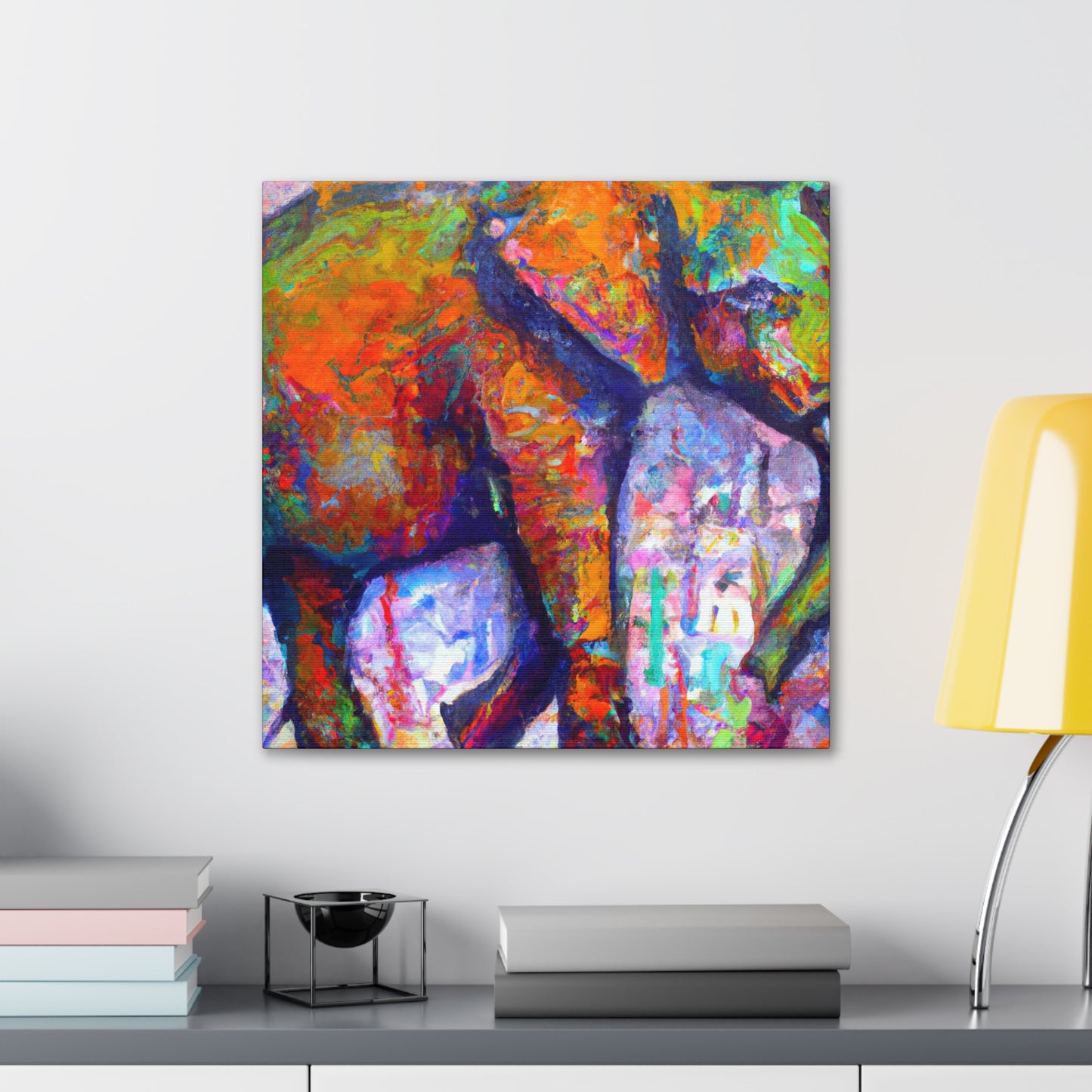 Elephant Embrace Abstraction - Canvas