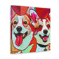 Corgis in Flowers Bloom - Canvas