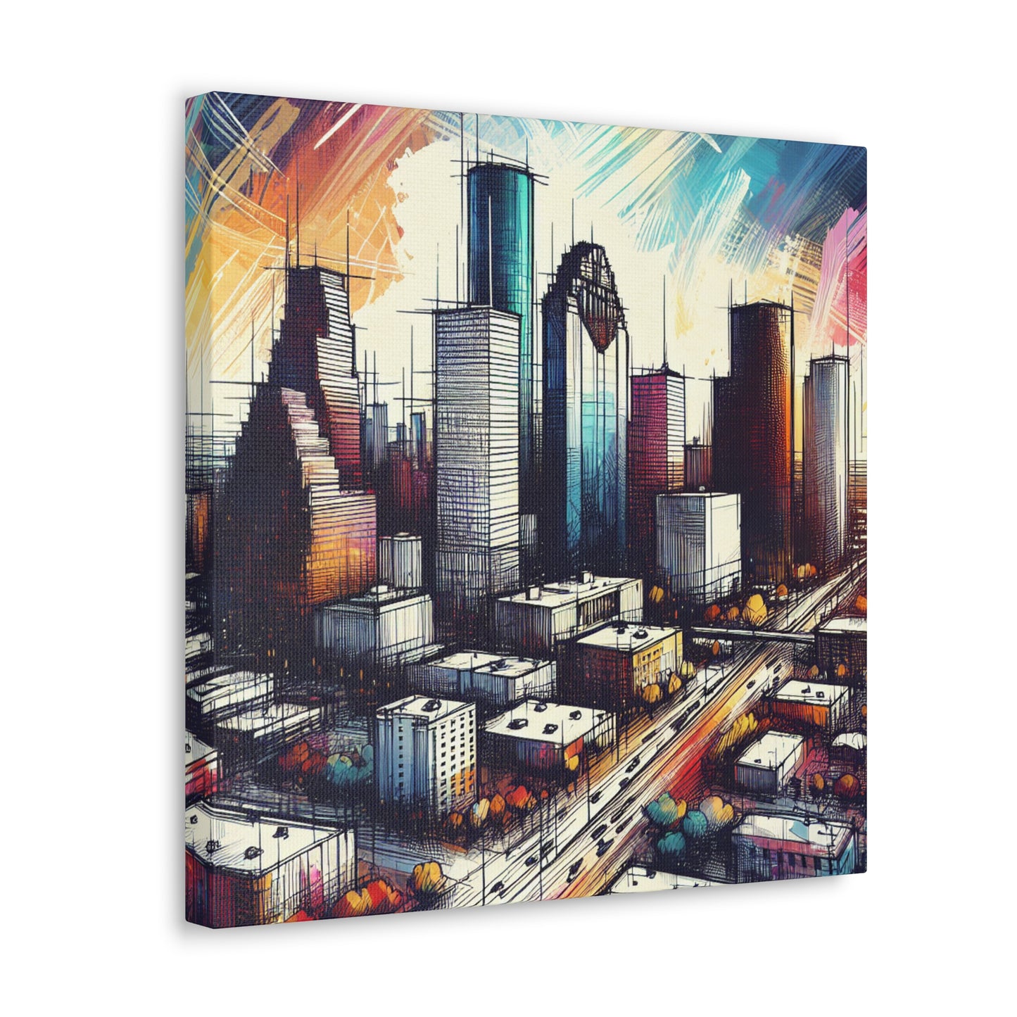 "Urban Luminosity: Houston's Vibes" - Canvas