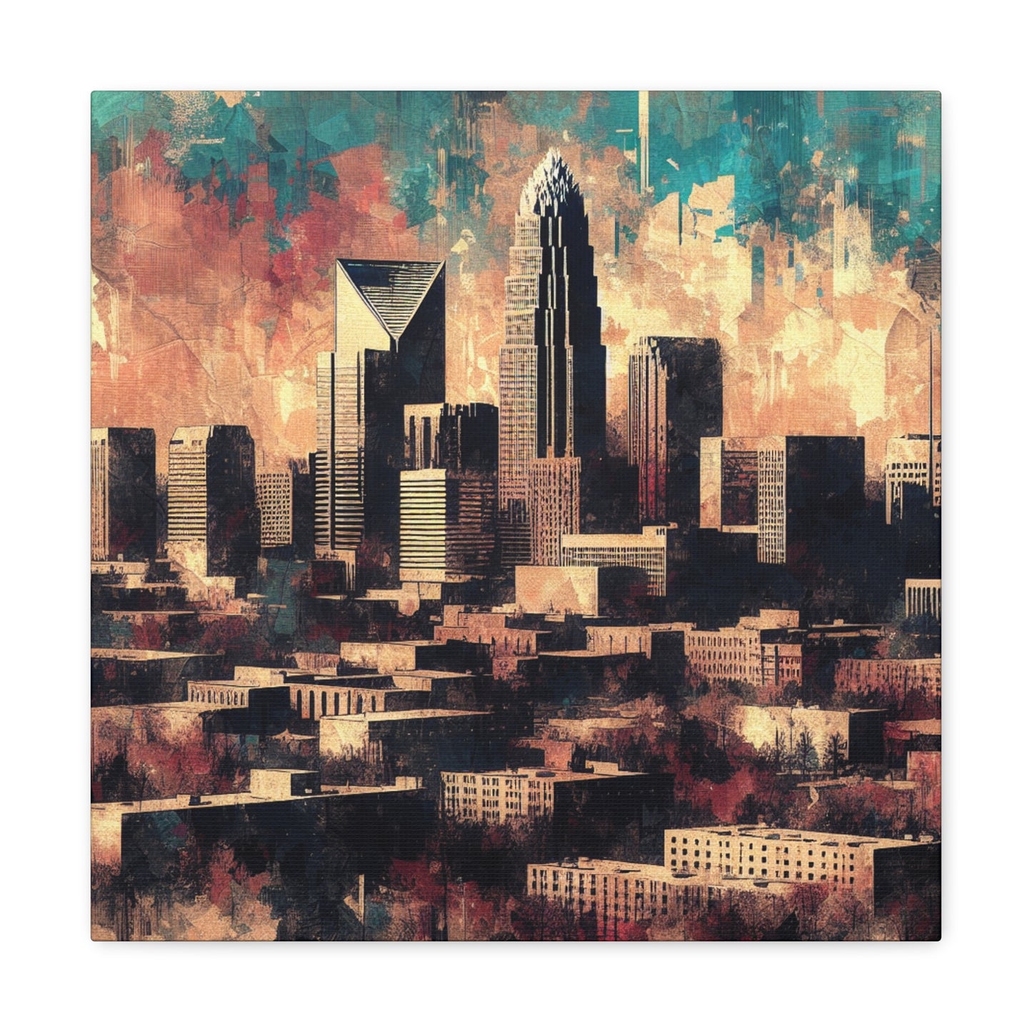 Carolinas tumultuous cityscape blending. - Canvas