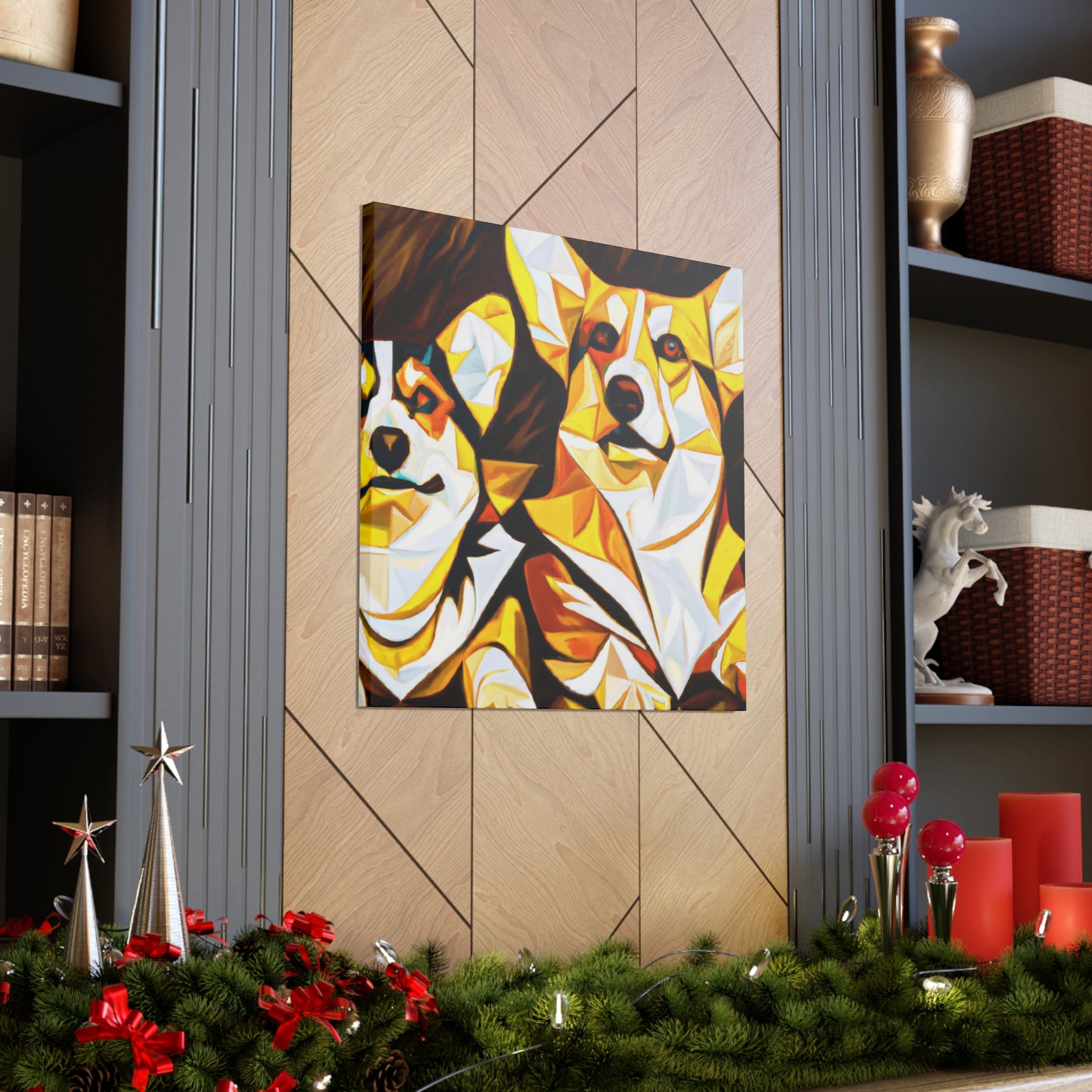 "Corgis in Art Deco" - Canvas