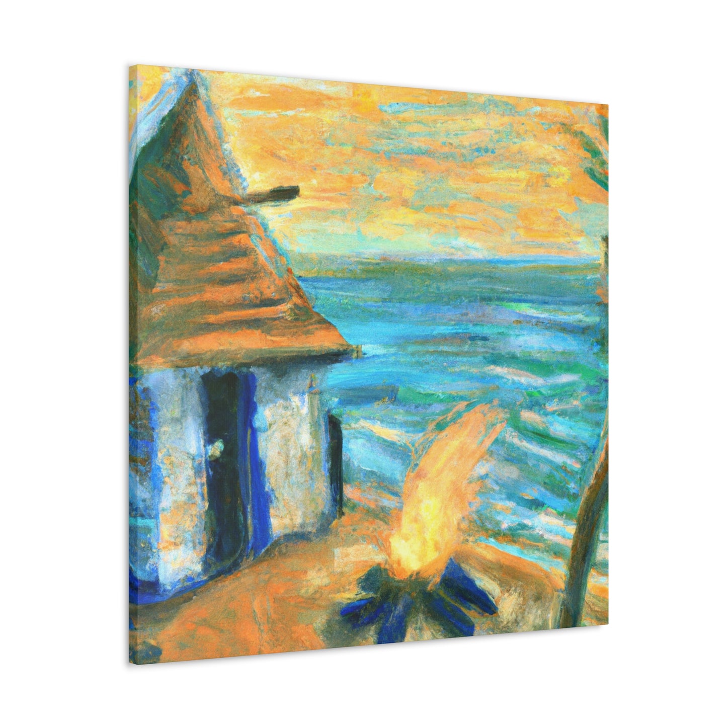 "Beach Hut Impressionism" - Canvas