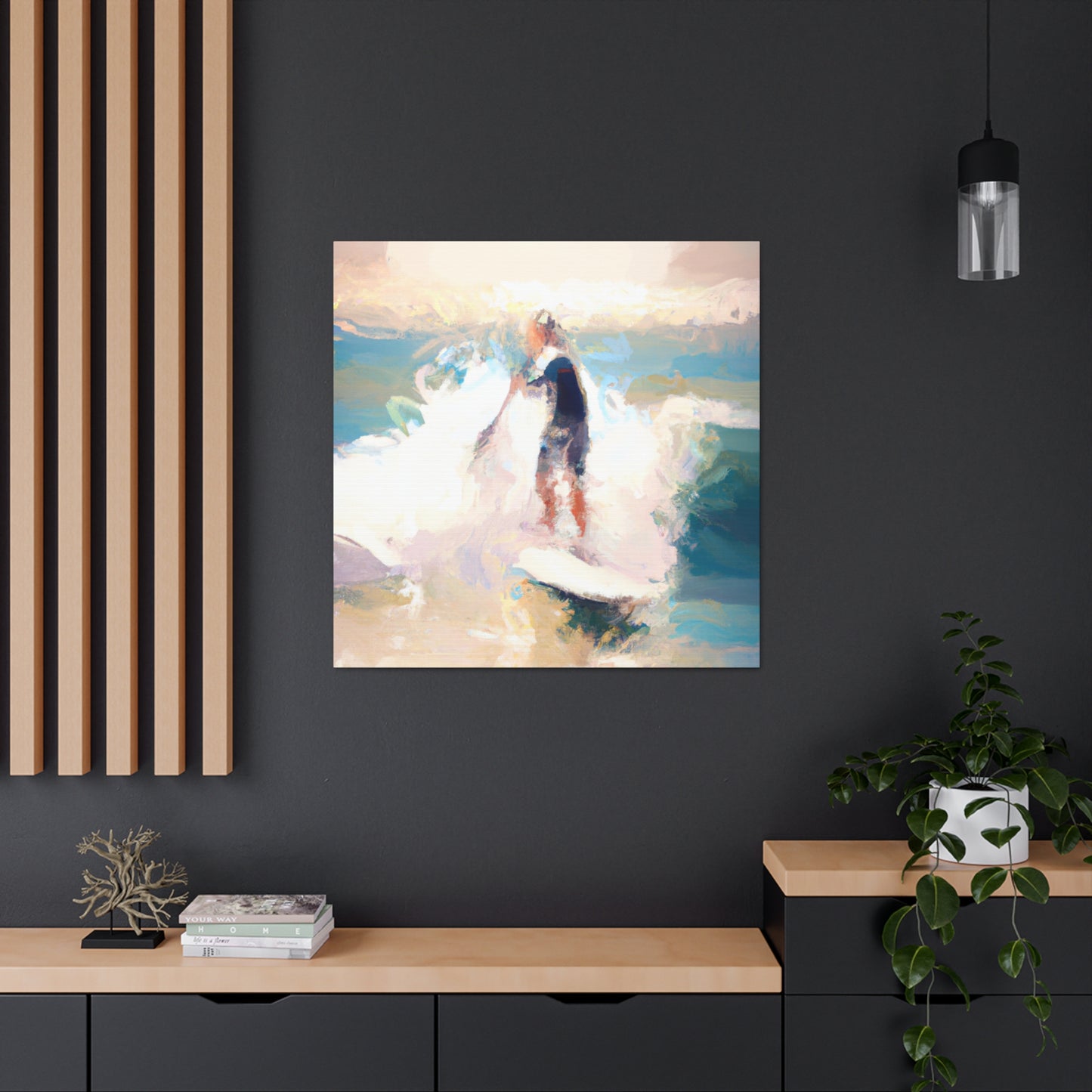 Surfers on Sunset Beach - Canvas