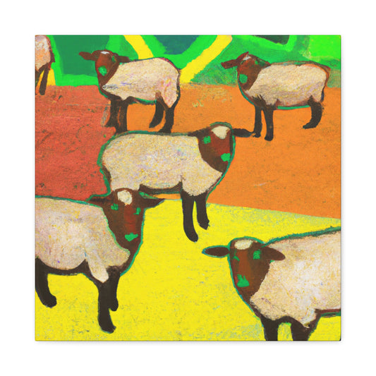 Sheep in Red Pastures - Canvas