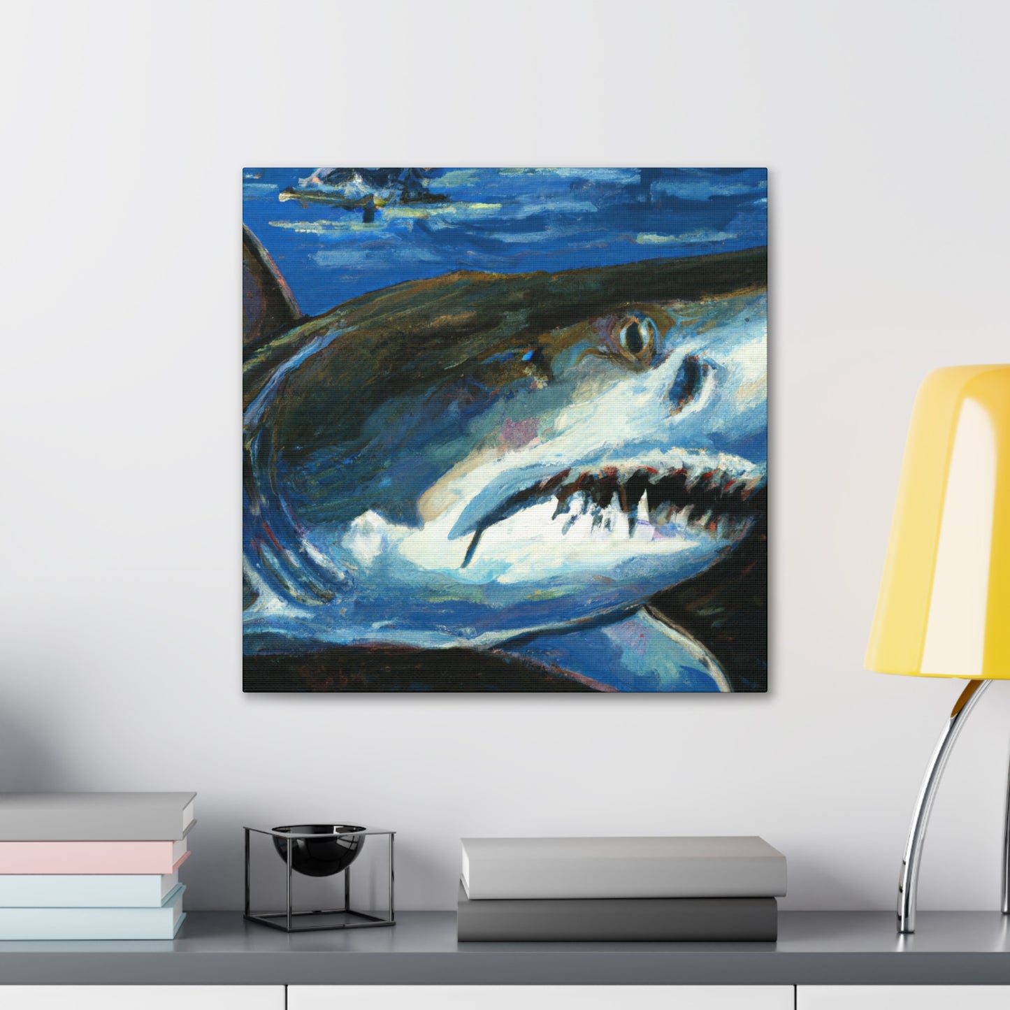 "Shark's Silent Peril" - Canvas