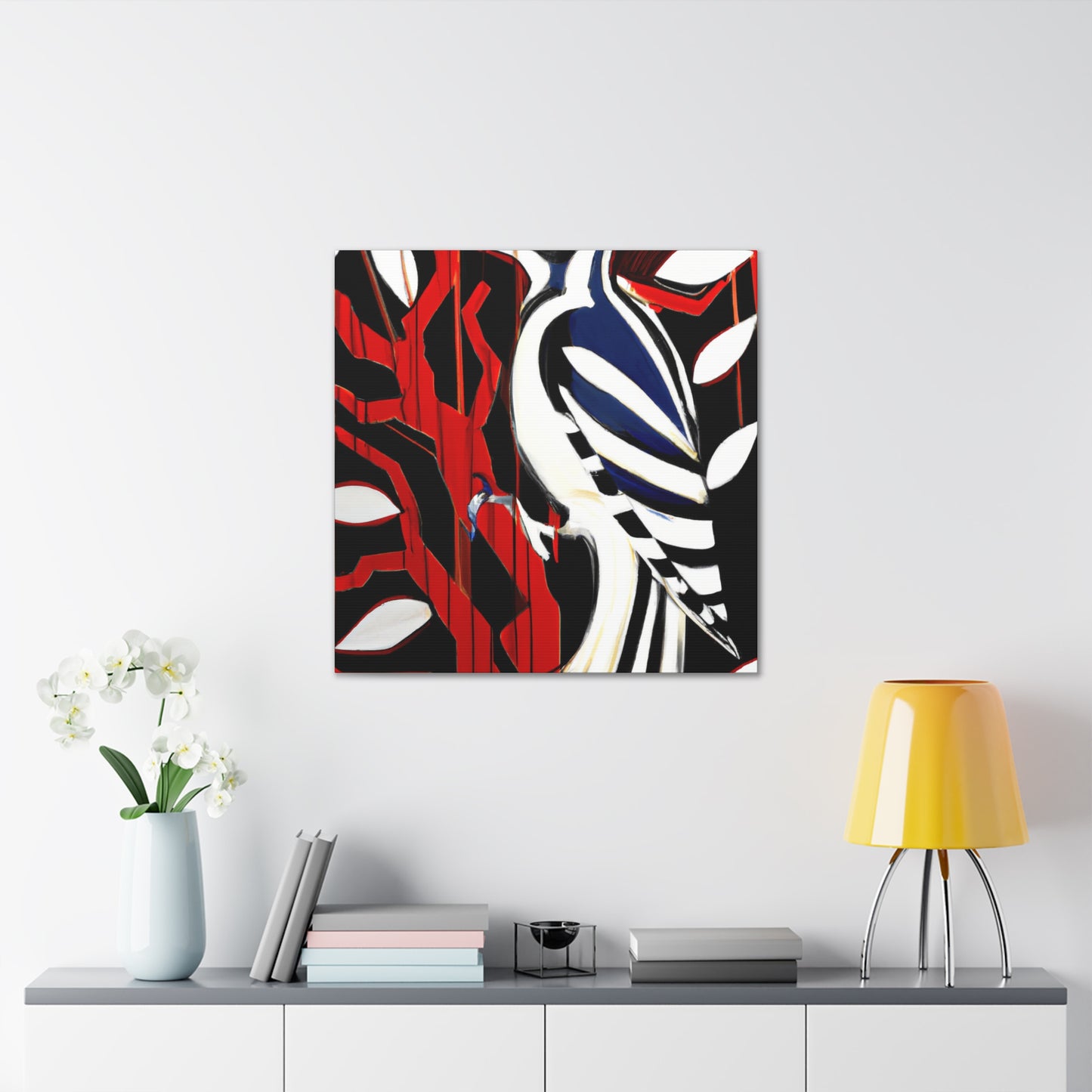 "Downy Woodpecker Deco" - Canvas