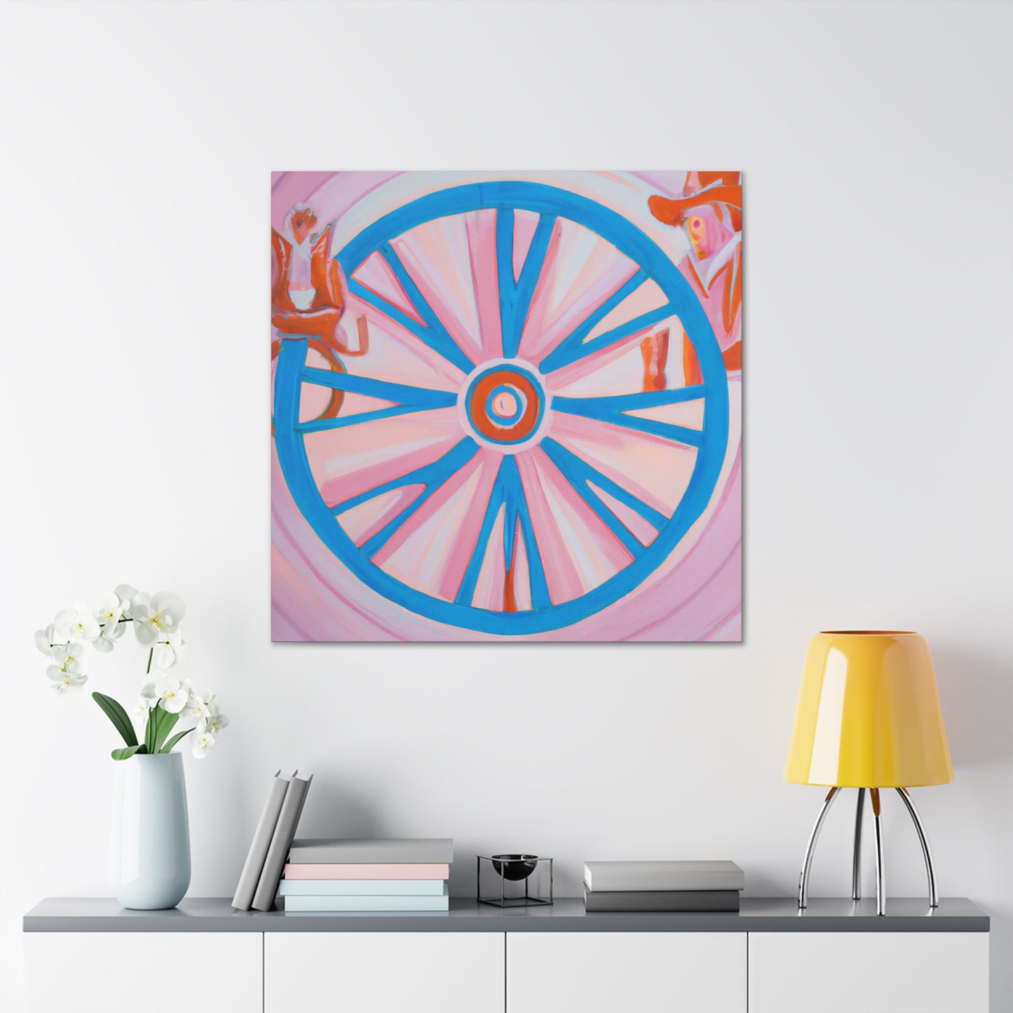 The 1920s were an era of great artistic innovation, and the style today is known as Art Deco. Wagon wheel designs were a popular motif during this period and could be seen in everything from furniture to light fixtures. A vintage wagon - Canvas