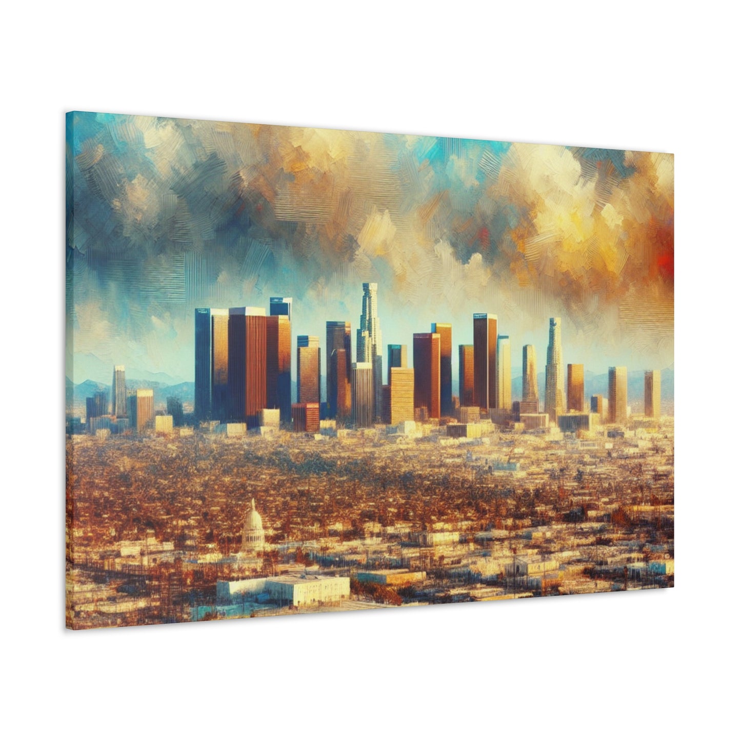 "Cityscape Reflections Transcendent Glow" - Canvas